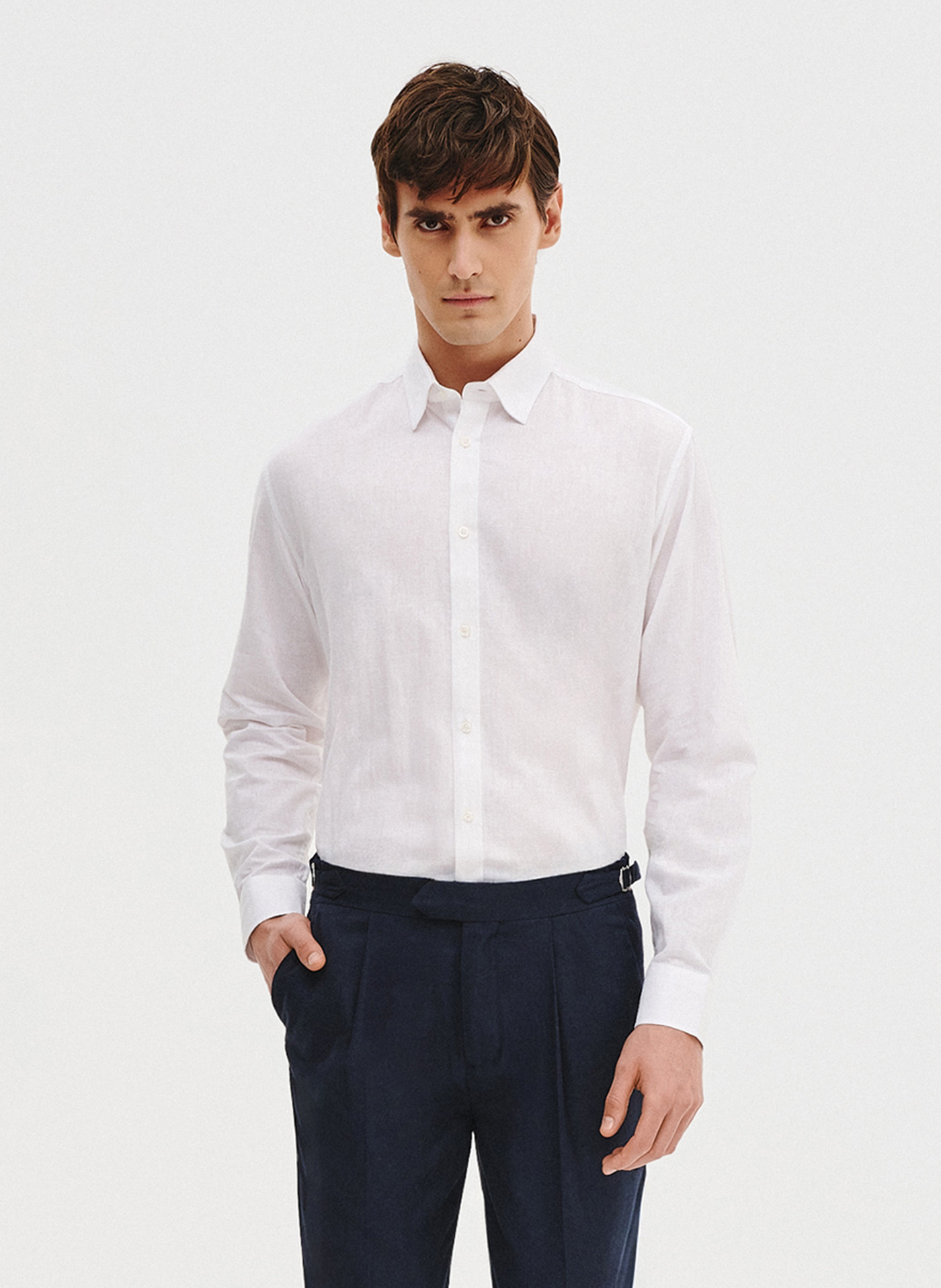 Biała koszula z lnu i bawełny - Pako Lorente