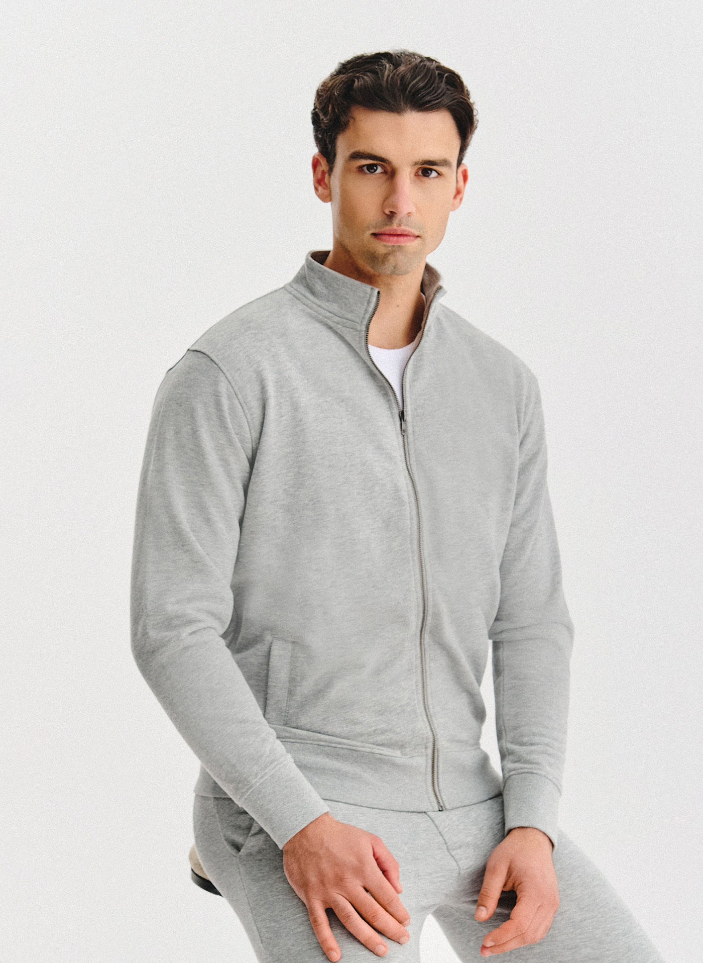 PAKO LORENTE - Szara bluza dresowa na suwak - Pako Lorente