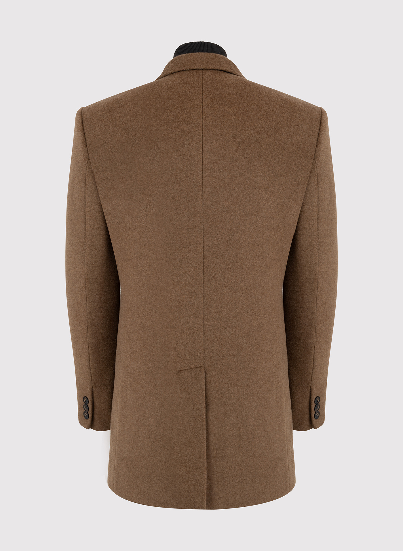 Kamelowy płaszcz męski z odpinaną stójką - Pako Lorente