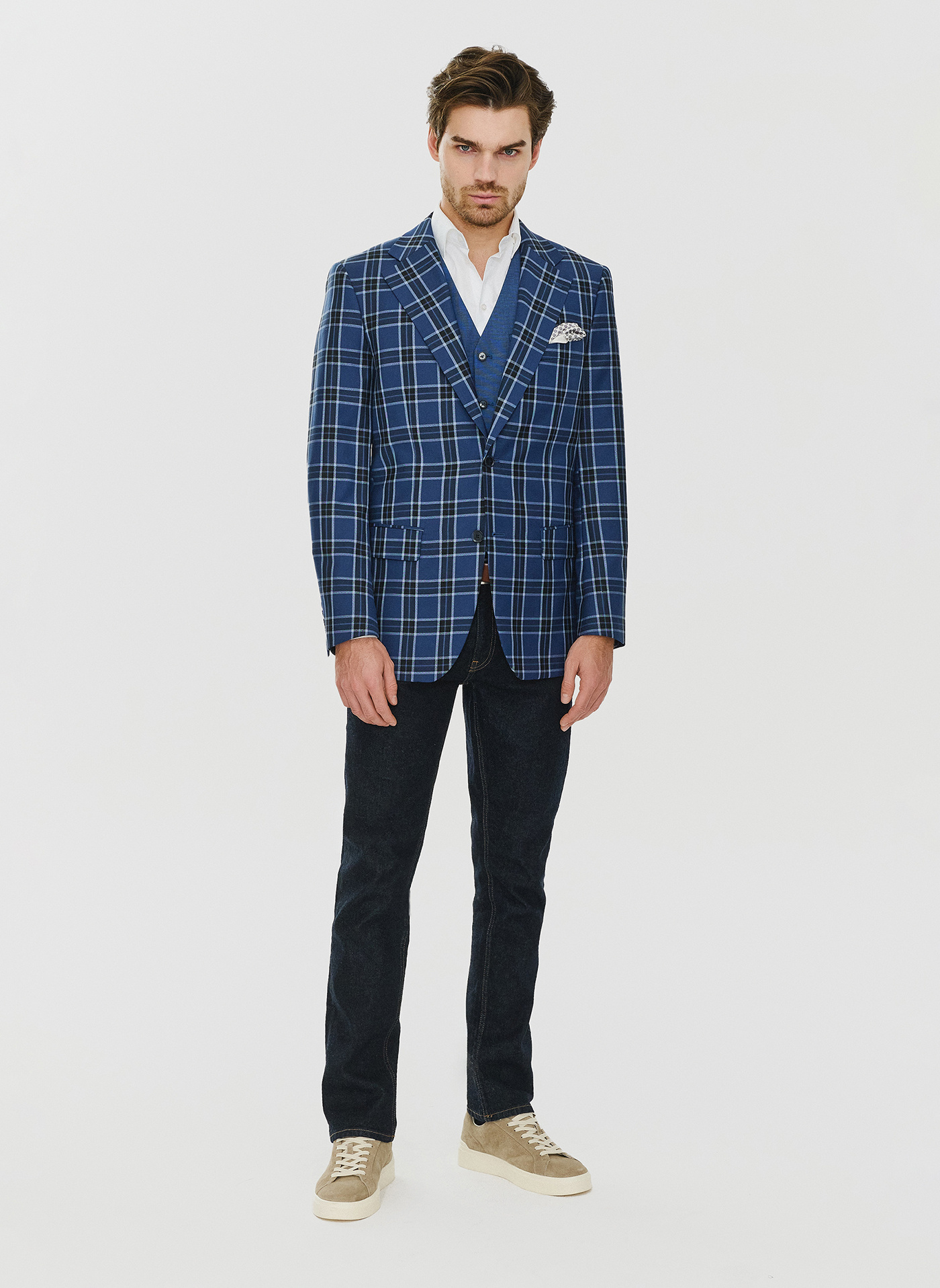 Granatowa marynarka w kratę - Pako Lorente - Pako Lorente