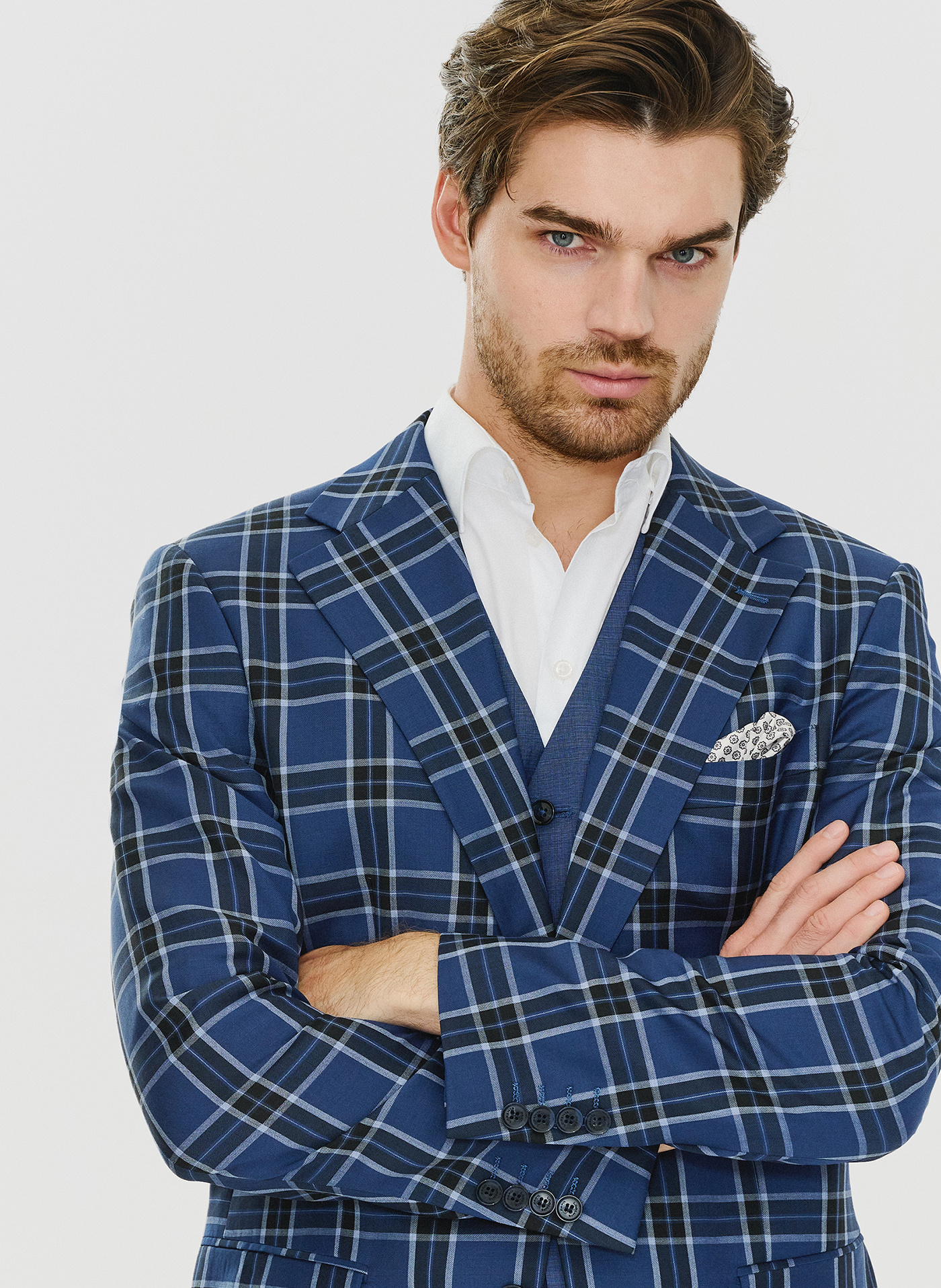 Granatowa marynarka w kratę - Pako Lorente - Pako Lorente