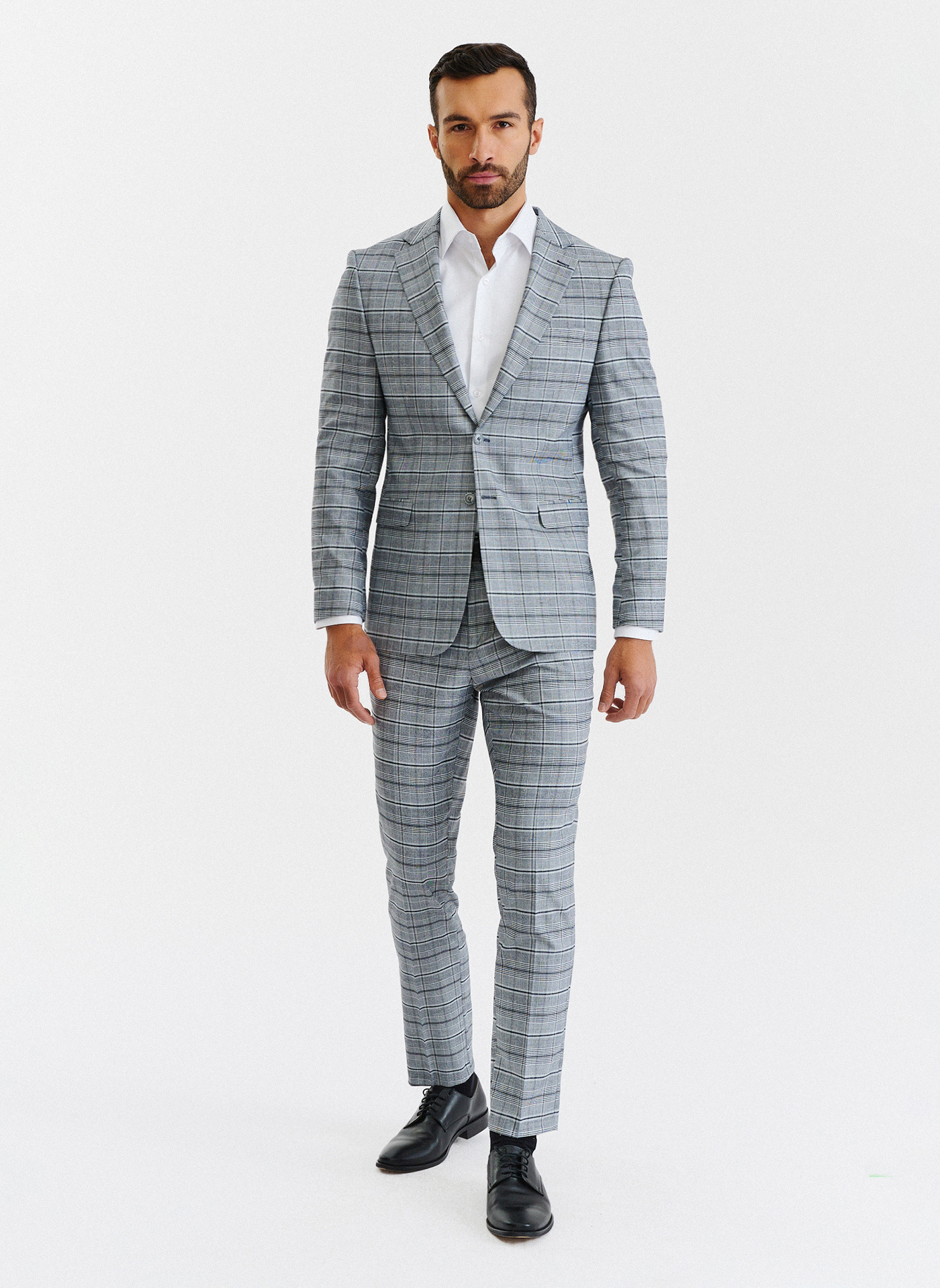 Kraciaste męskie spodnie garniturowe - Pako Lorente