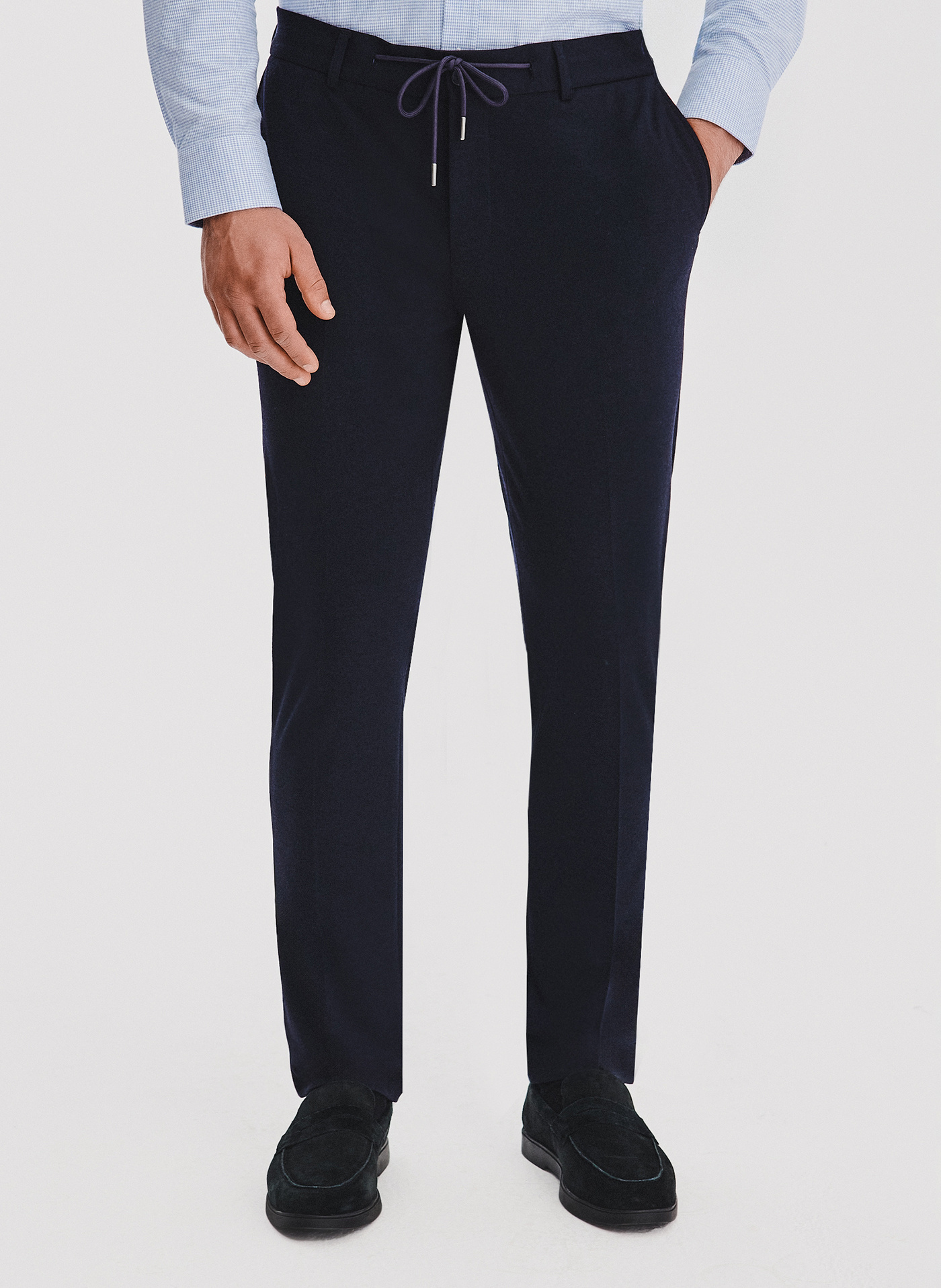 Granatowe spodnie męskie z wełną - Pako Lorente