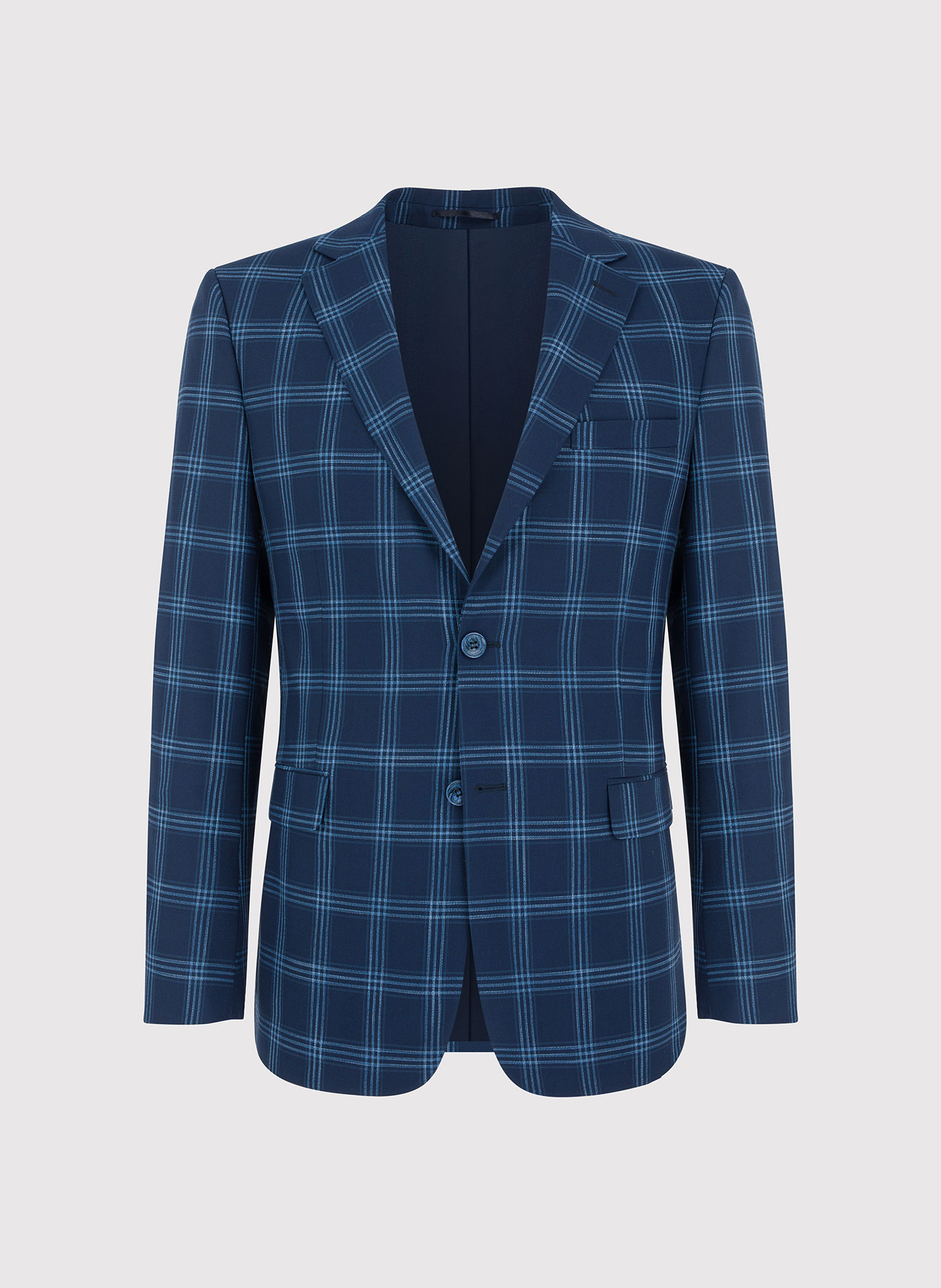Granatowa marynarka garniturowa w niebieską kratę - Pako Lorente