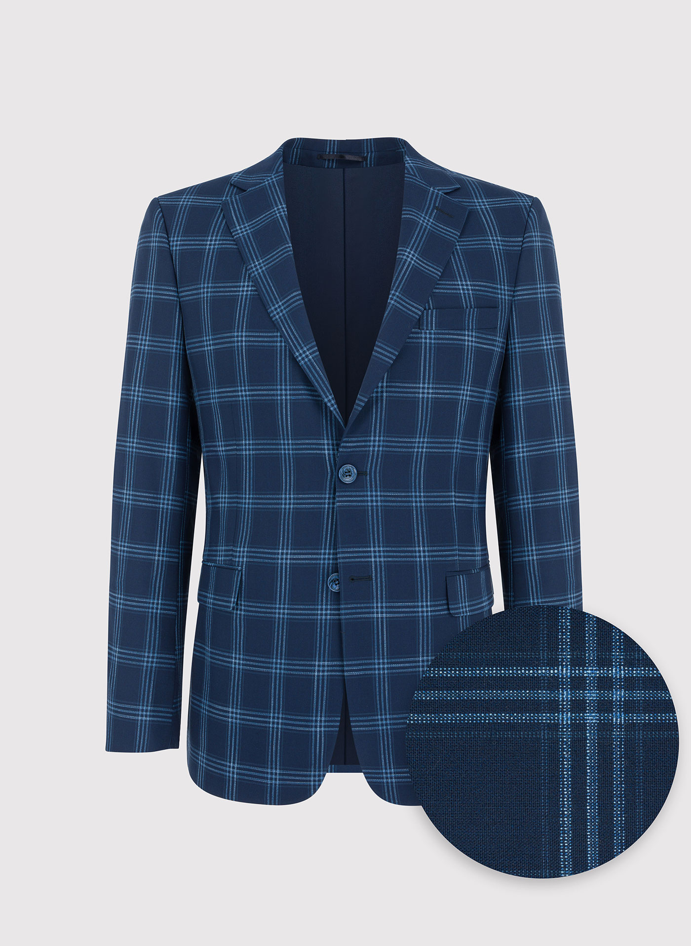 Granatowa marynarka garniturowa w niebieską kratę - Pako Lorente