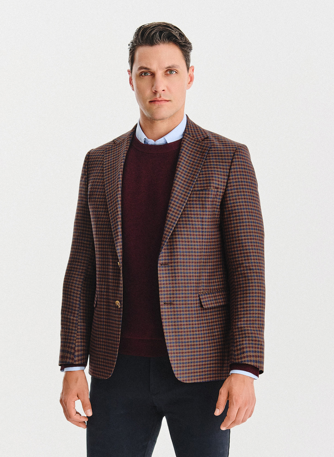 Brązowa marynarka w drobną kratę - Pako Lorente