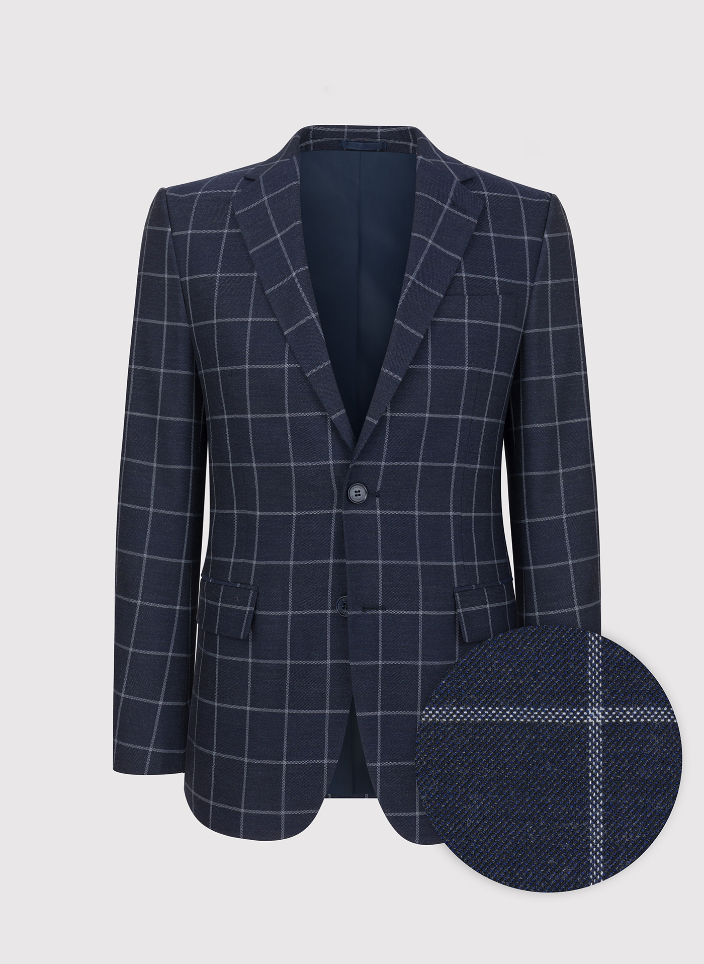 Casualowa granatowa marynarka w jasną kratę - Pako Lorente