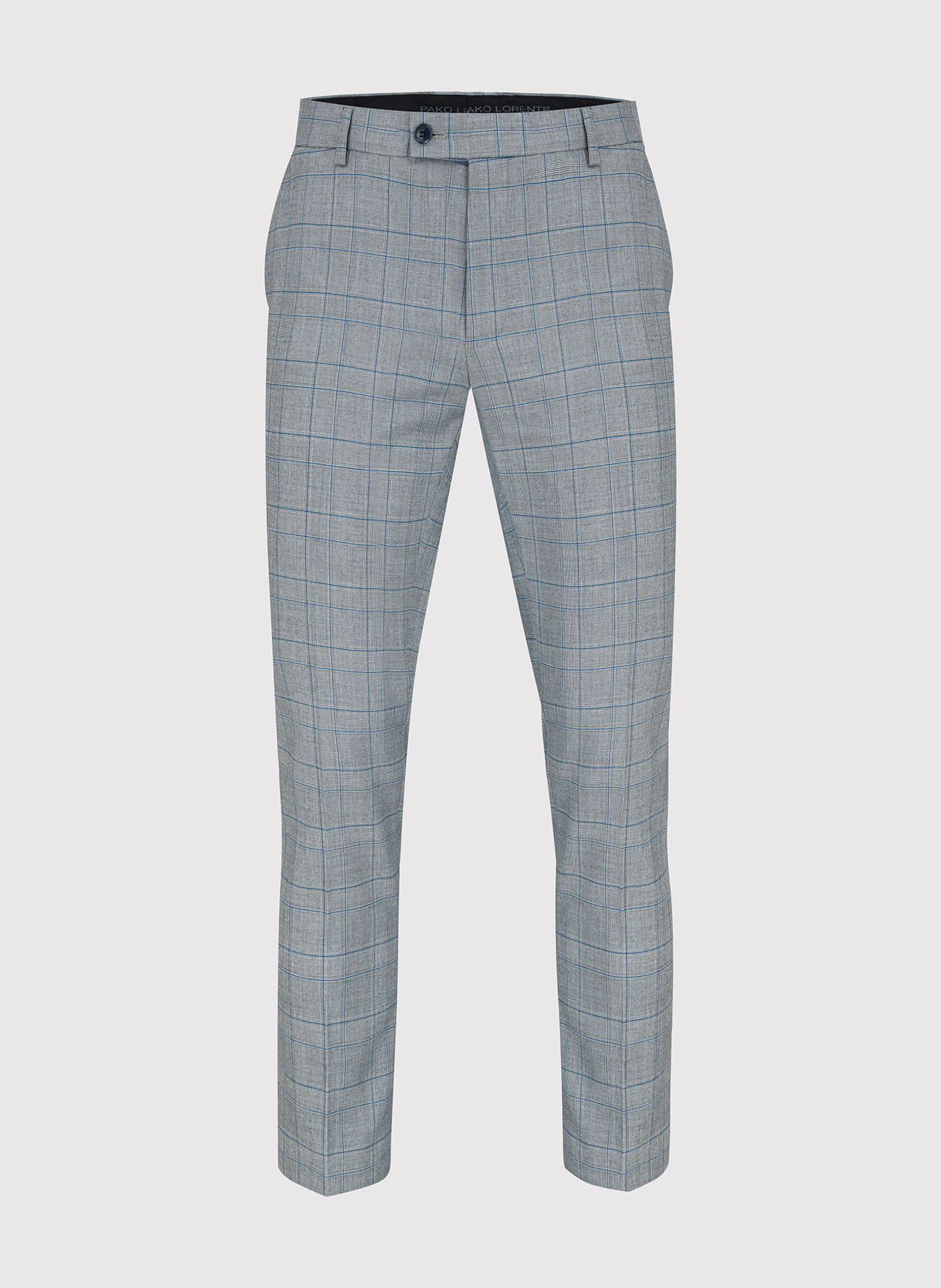 Szare spodnie garniturowe w niebieską kratę - Pako Lorente