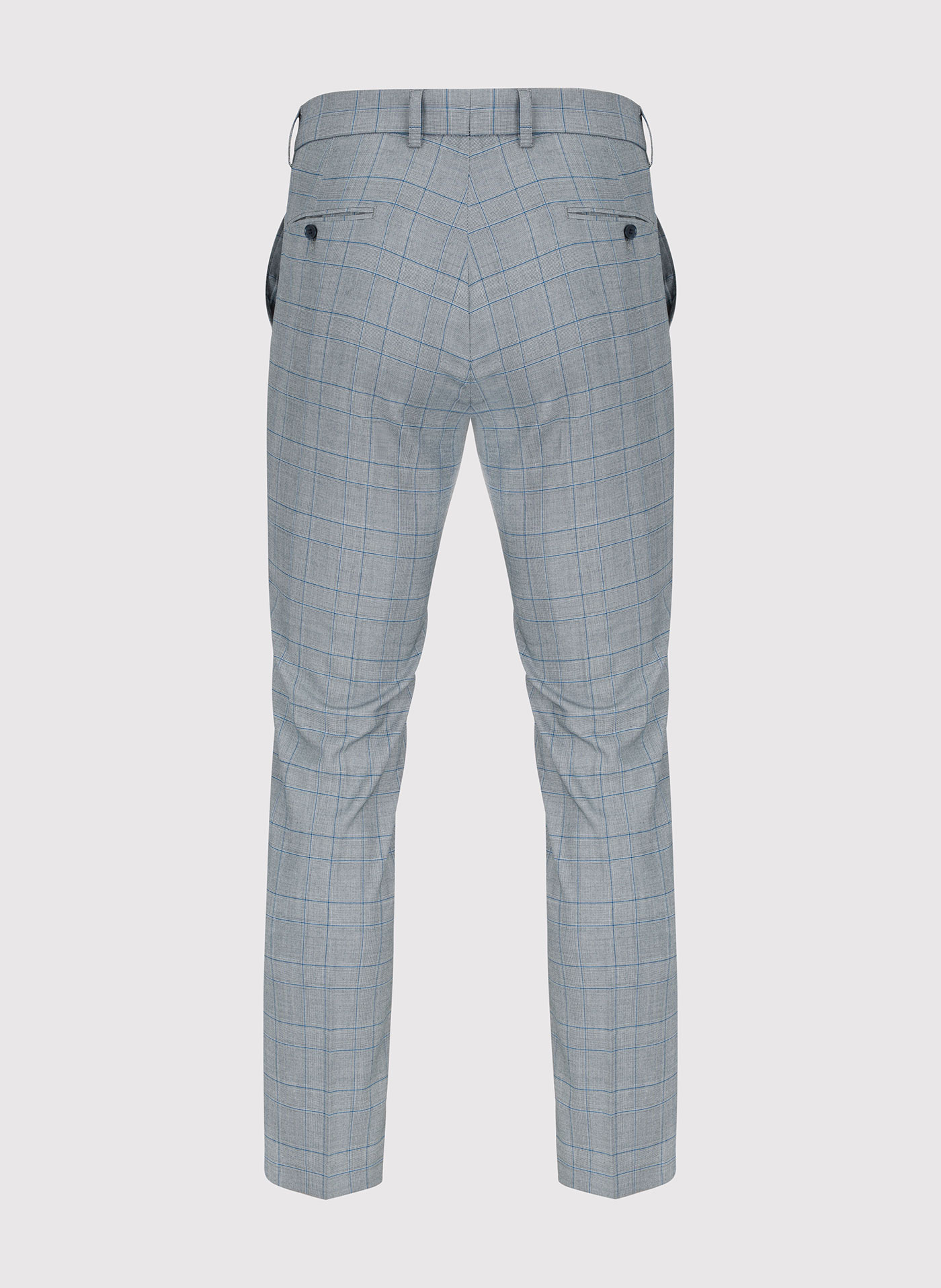 Szare spodnie garniturowe w niebieską kratę - Pako Lorente
