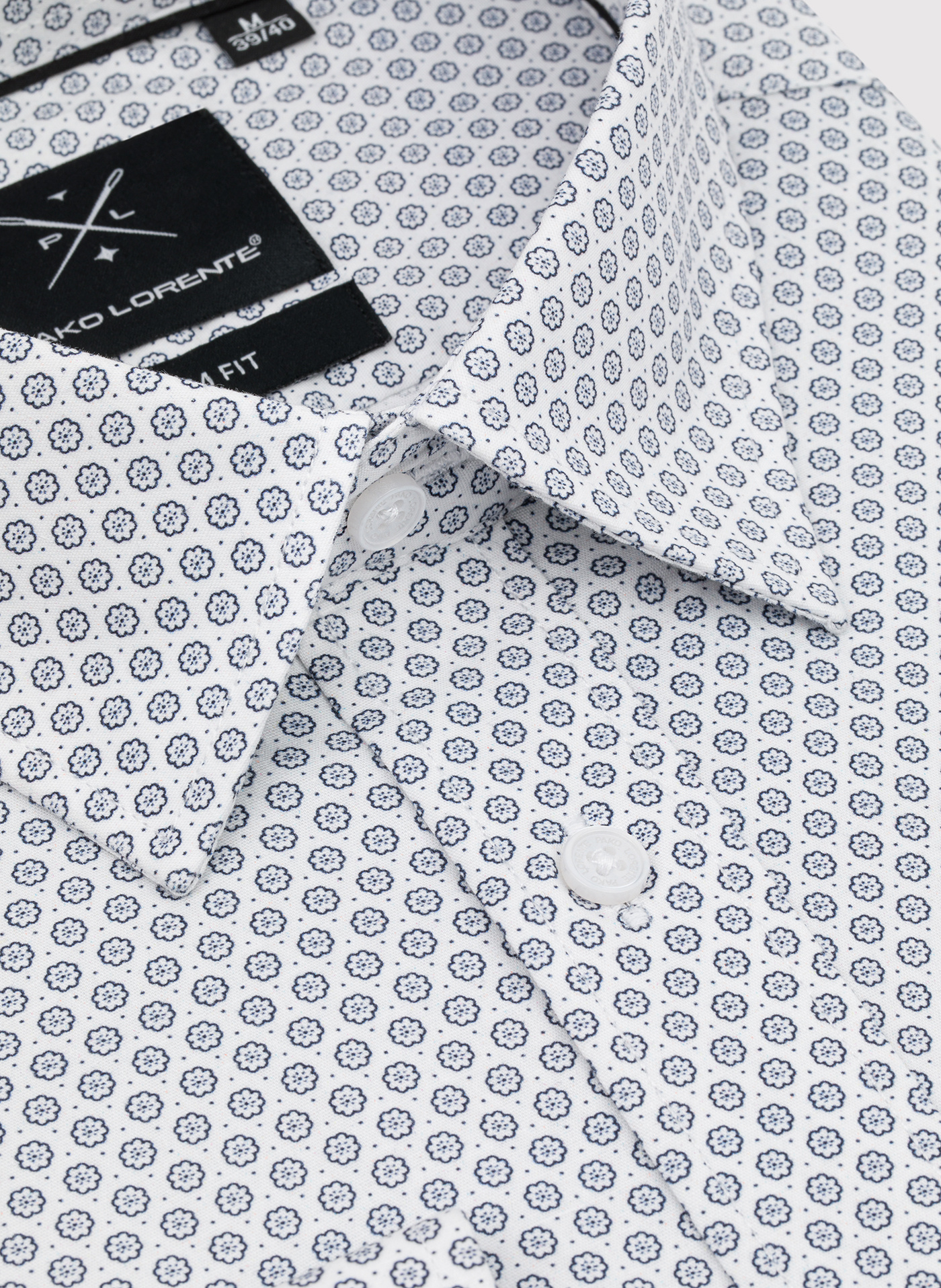 Biała koszula męska w mikrowzór - Pako Lorente