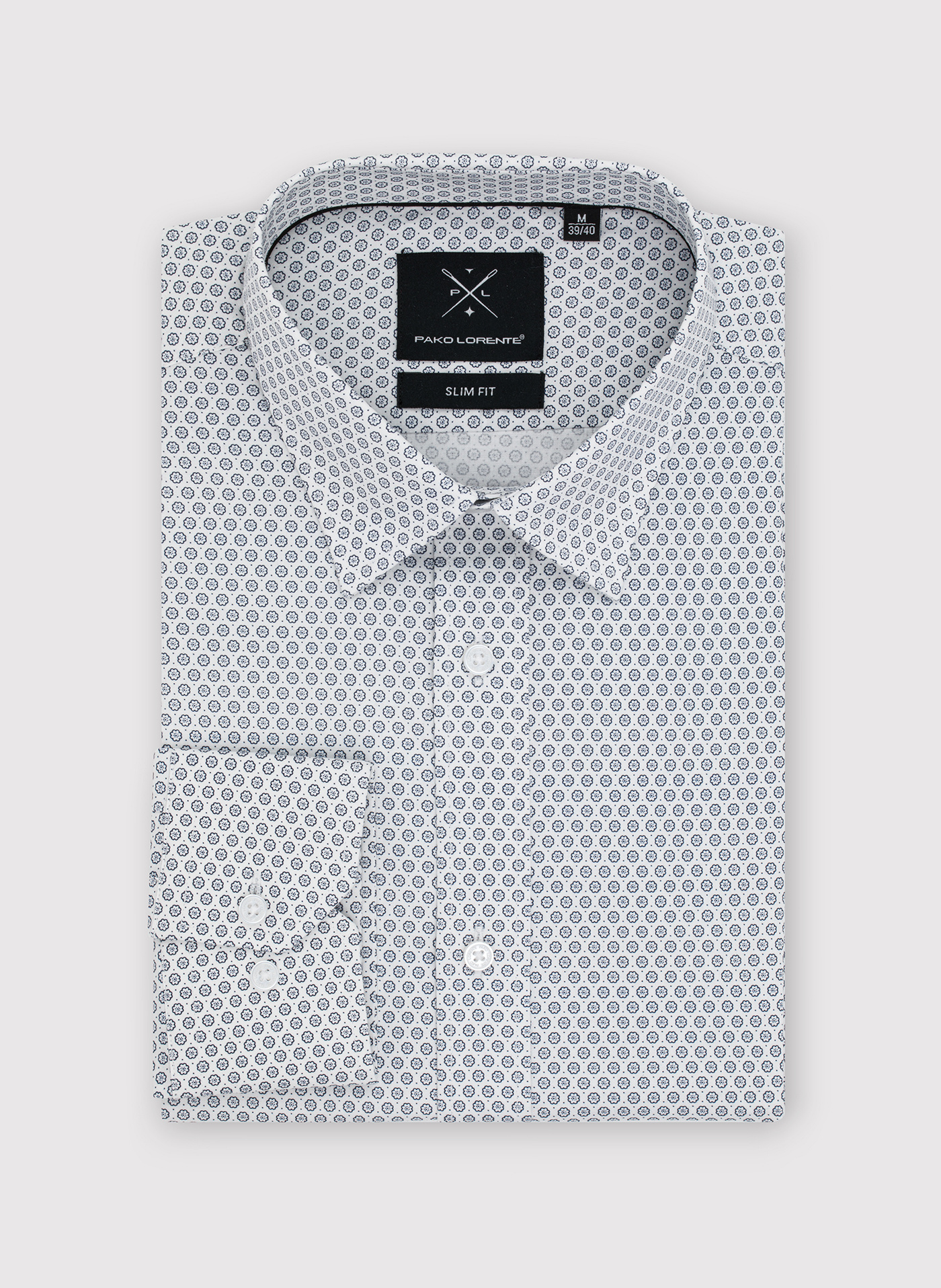 Biała koszula męska w mikrowzór - Pako Lorente