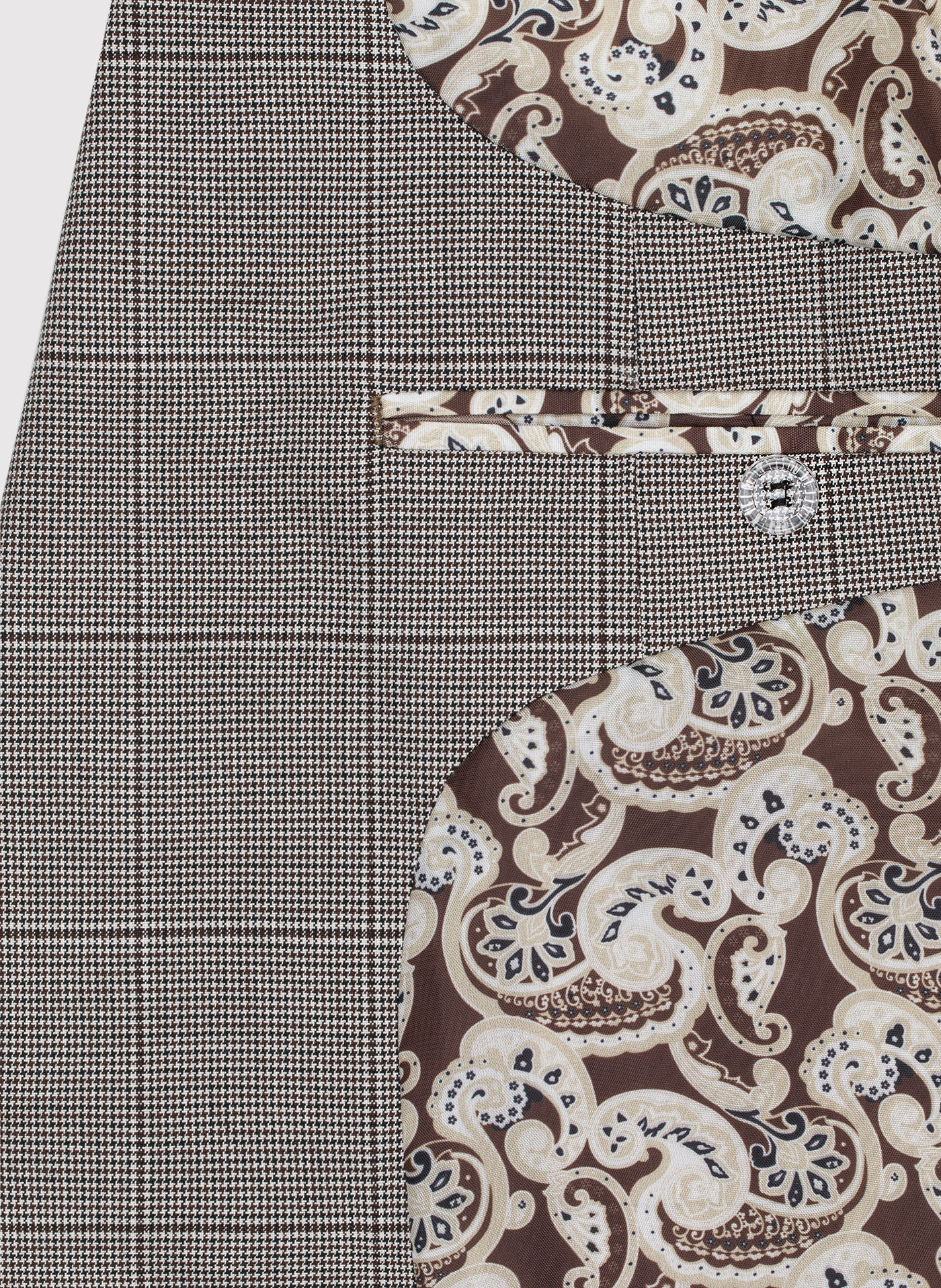 Męska marynarka garniturowa w kratę w brązowych tonach - Pako Lorente