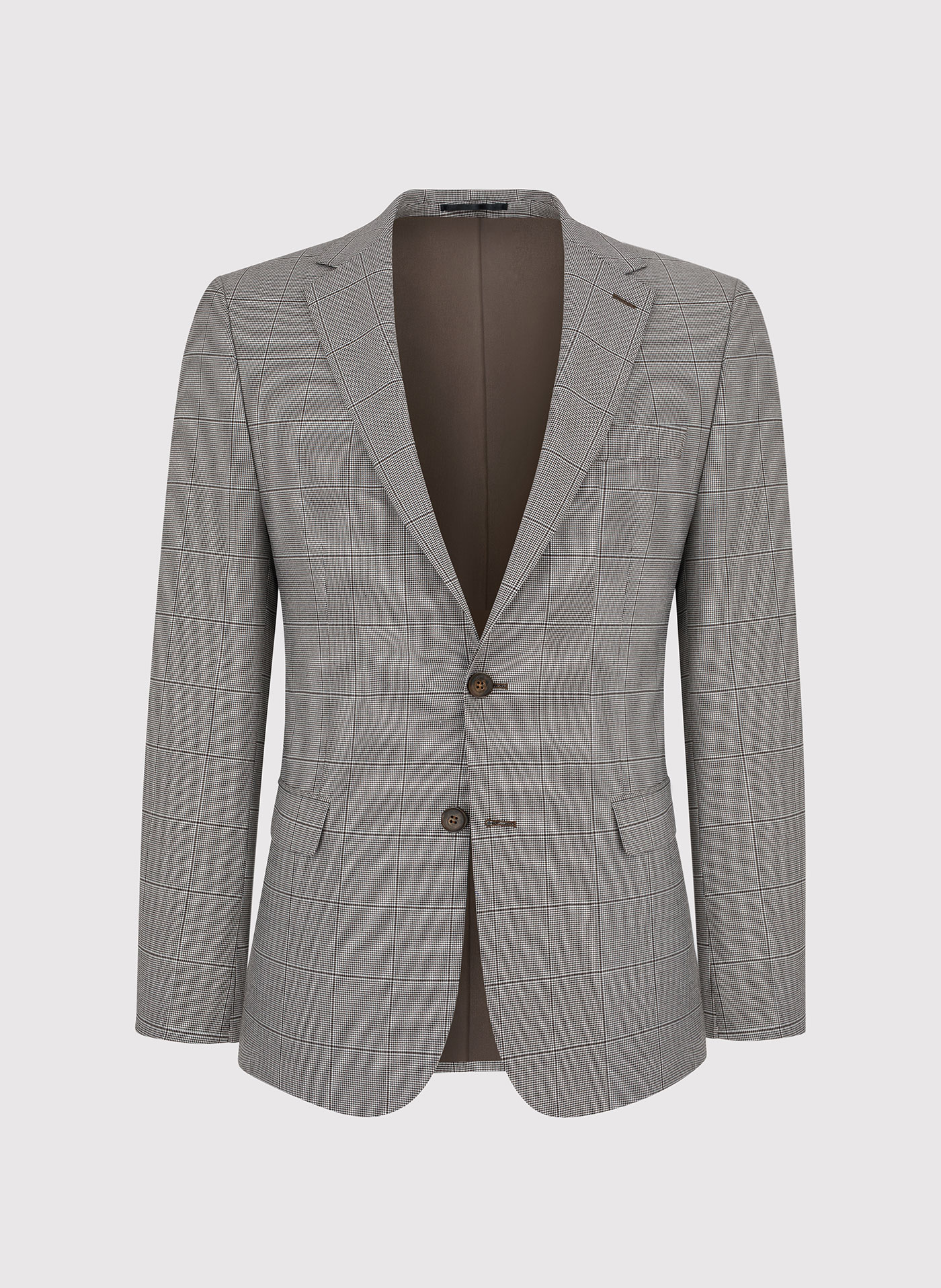 Męska marynarka garniturowa w kratę w brązowych tonach - Pako Lorente