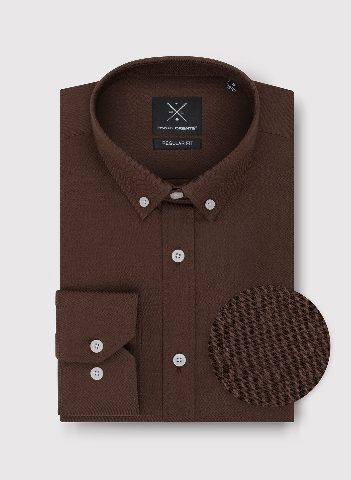 Brązowa bawełniana koszula męska - Pako Lorente