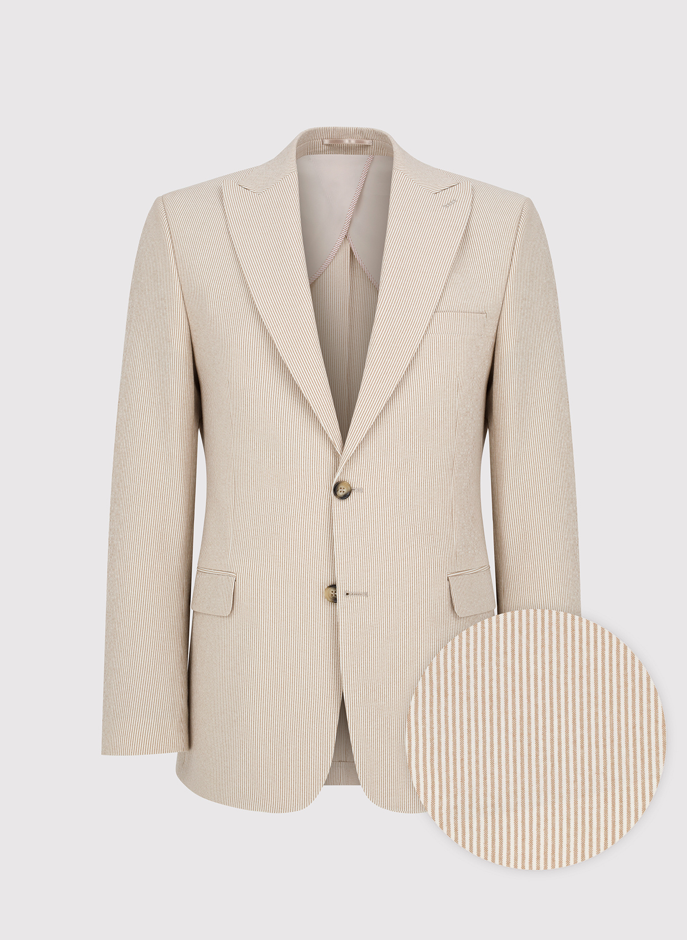 PAKO LORENTE - Beżowa marynarka garniturowa w prążek - Pako Lorente