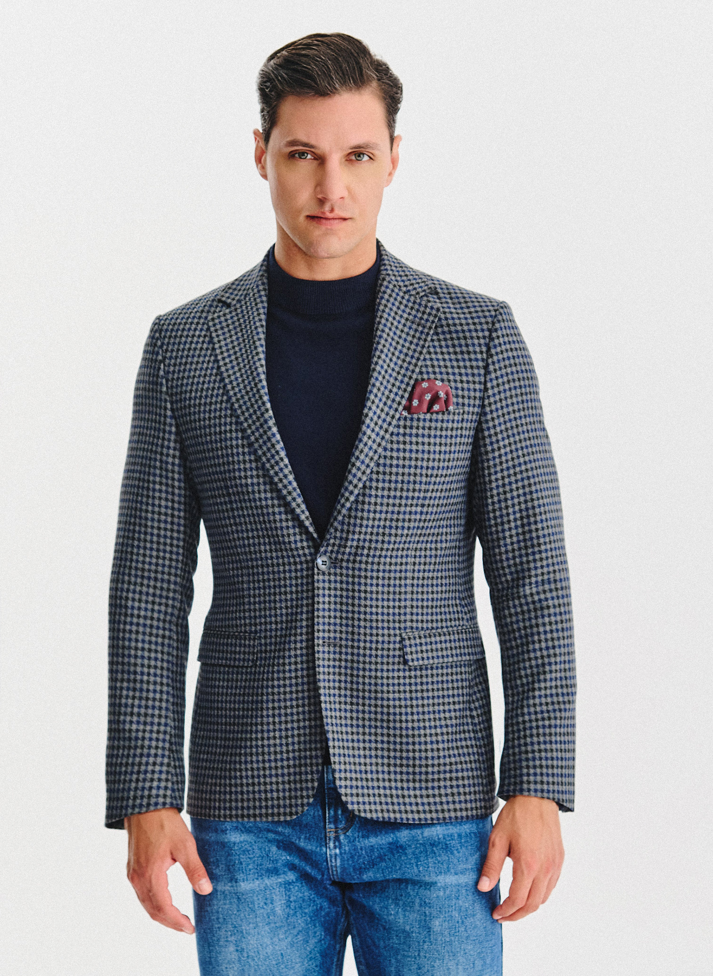 Granatowa marynarka w drobną kratę - Pako Lorente