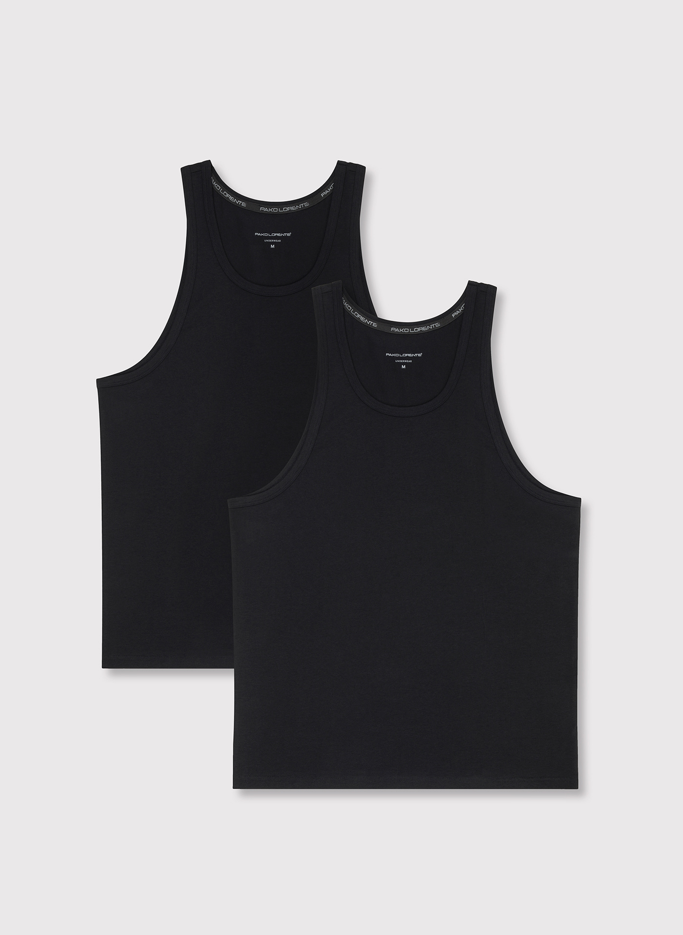 Tank top męski w czarnym kolorze  dwupak - Pako Lorente