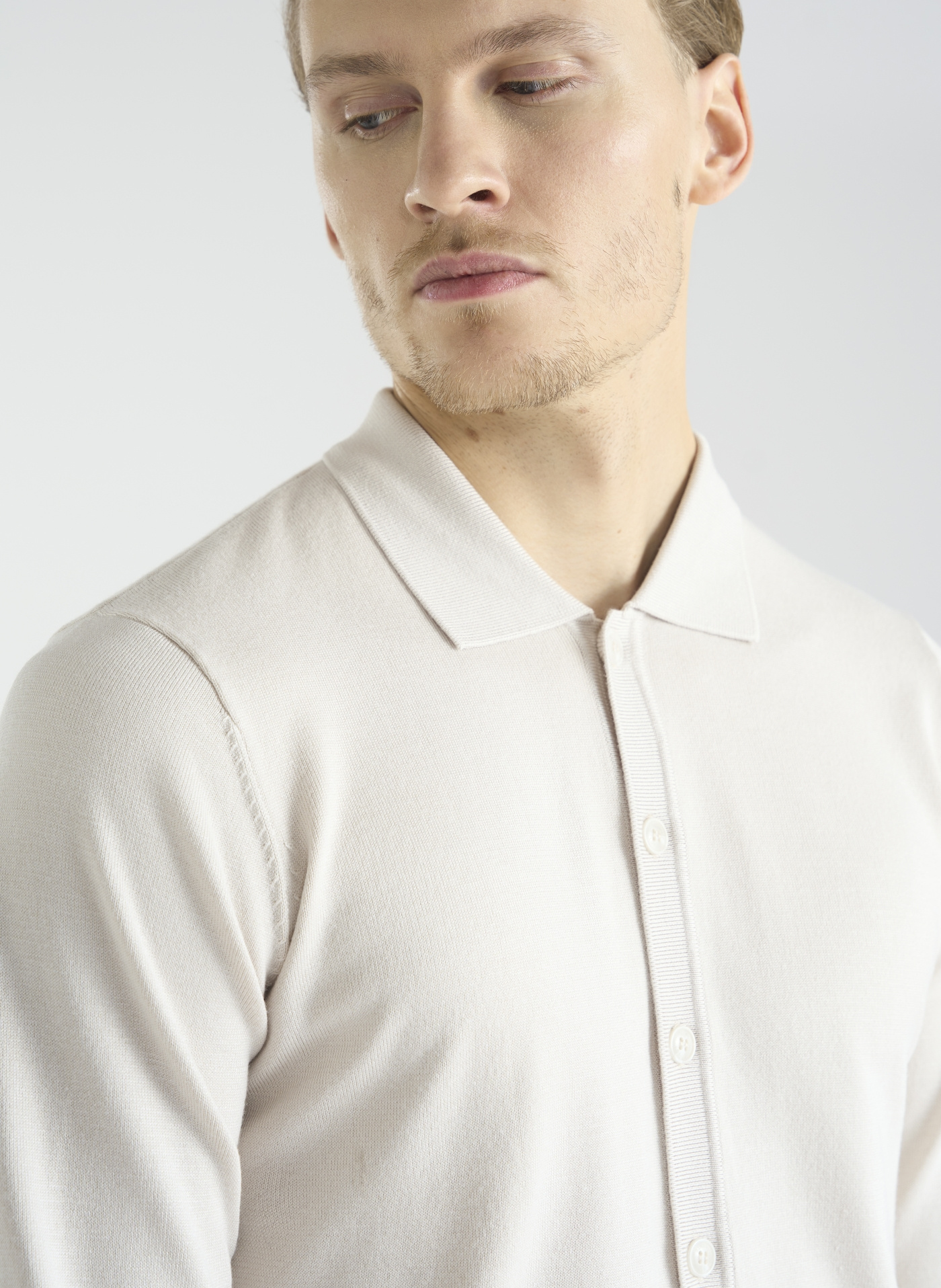 Beżowy kardigan z kołnierzykiem P24SF-2X-001-E-0 - Pako Lorente - Pako Lorente