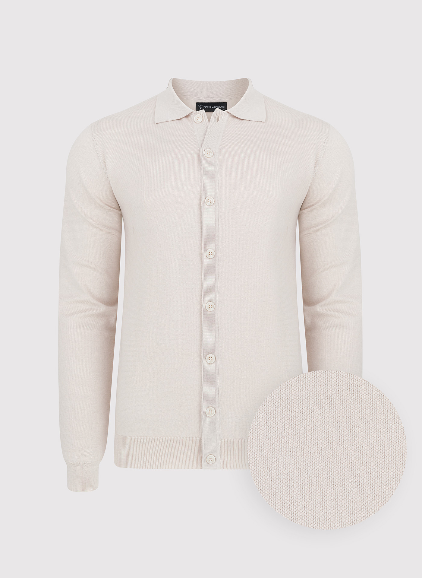 Beżowy kardigan z kołnierzykiem P24SF-2X-001-E-0 - Pako Lorente - Pako Lorente