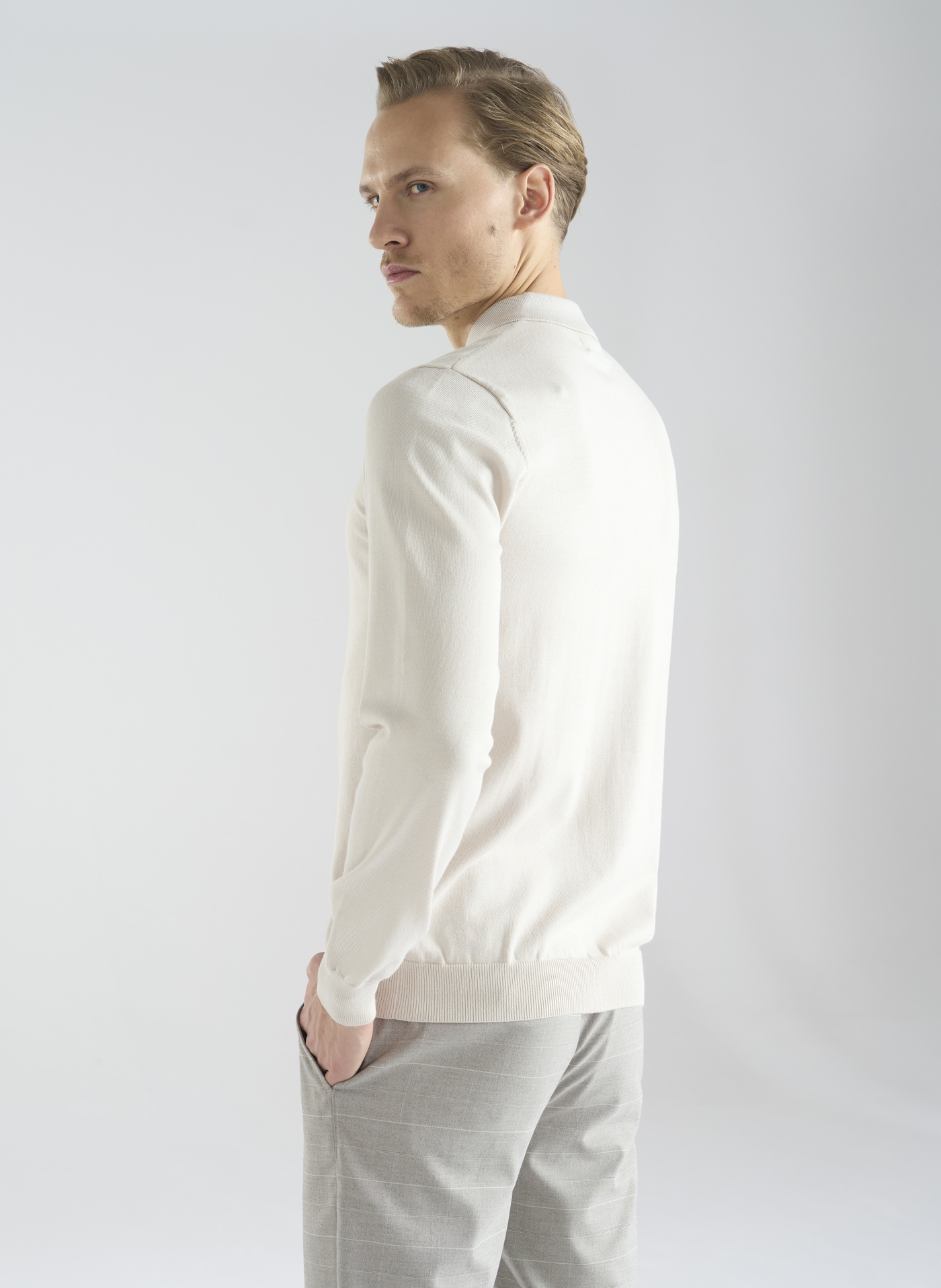 Beżowy kardigan z kołnierzykiem P24SF-2X-001-E-0 - Pako Lorente - Pako Lorente