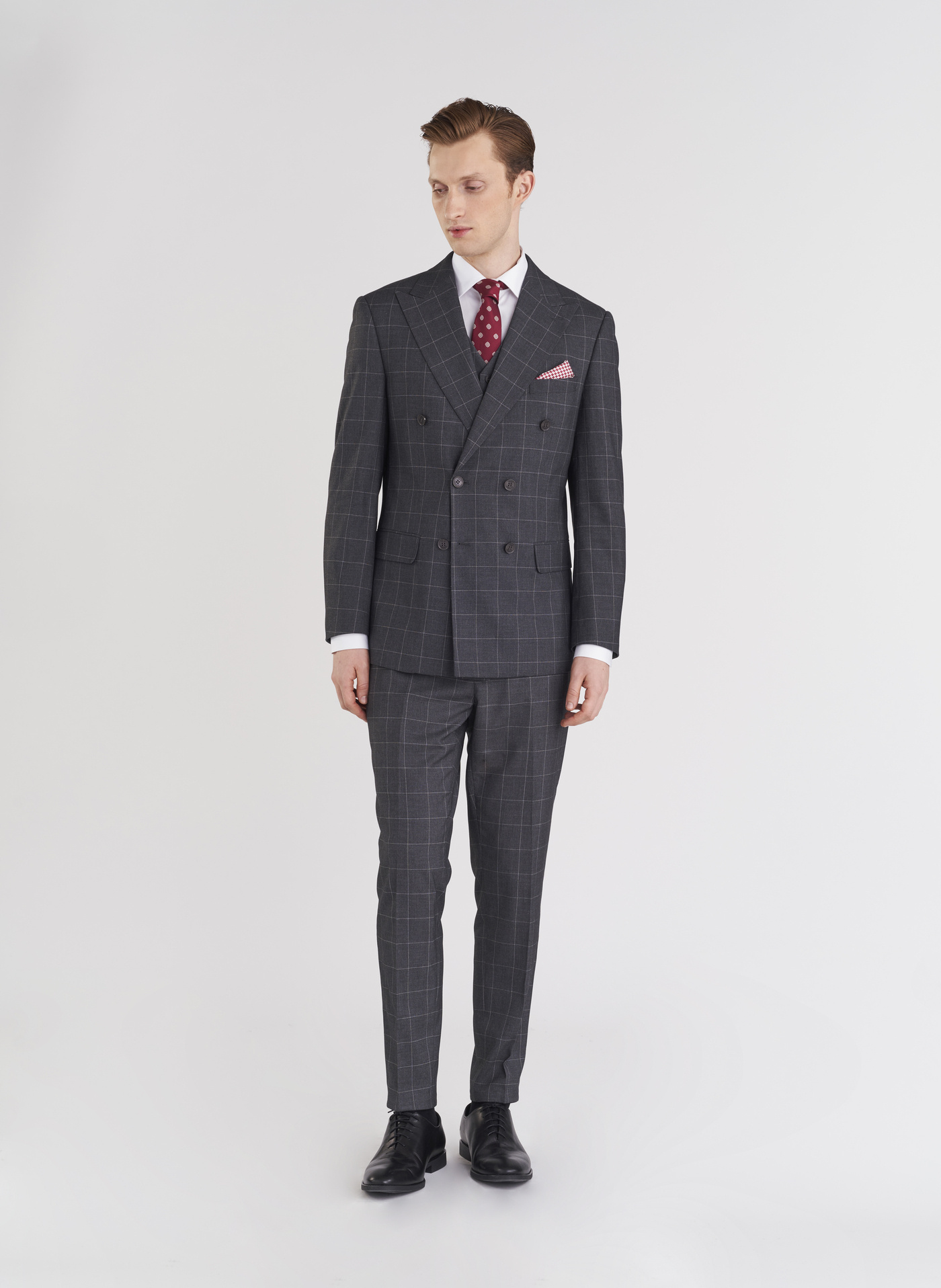 Szare garniturowe spodnie w kratę - Pako Lorente