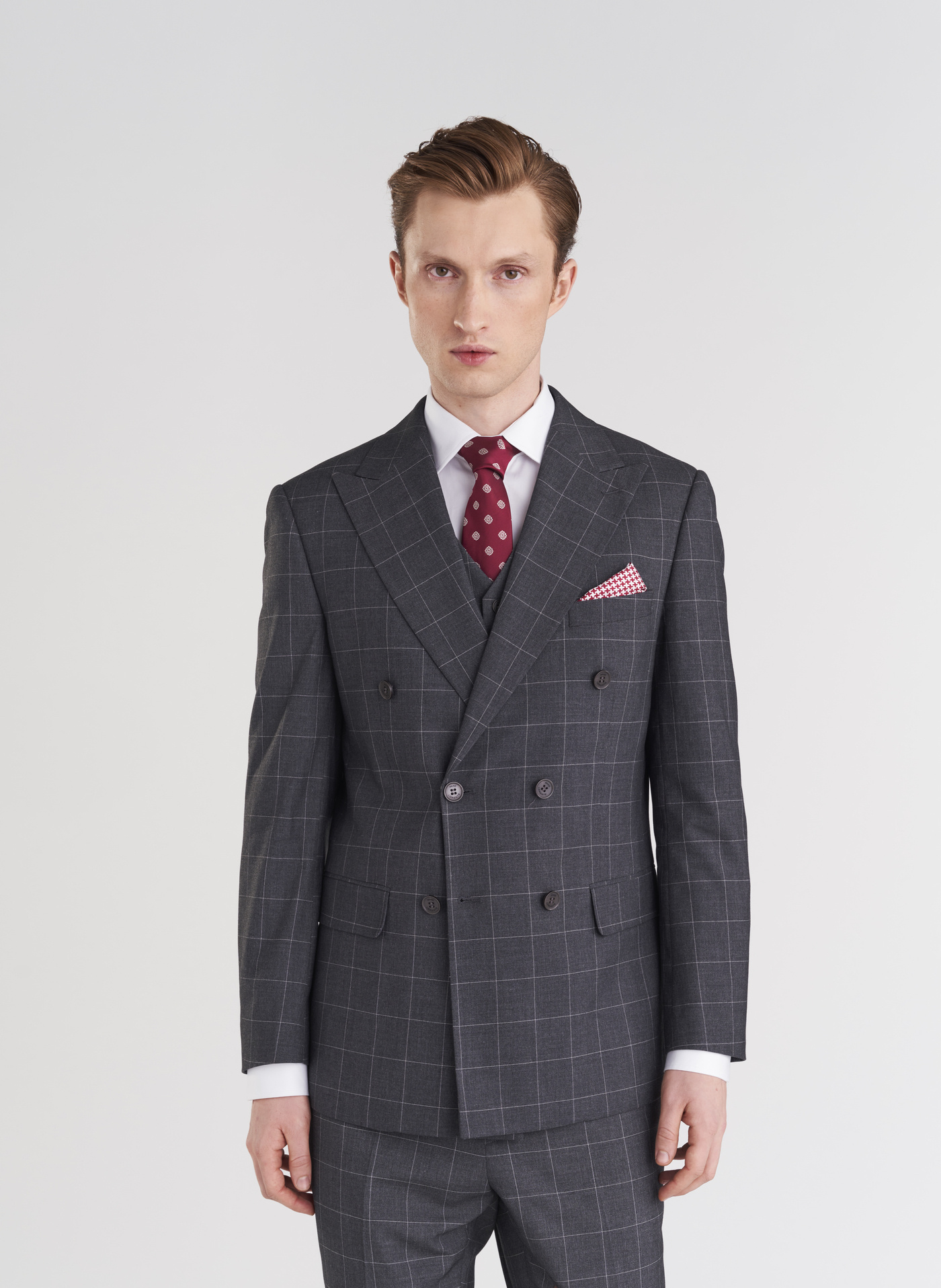 Szare garniturowe spodnie w kratę - Pako Lorente