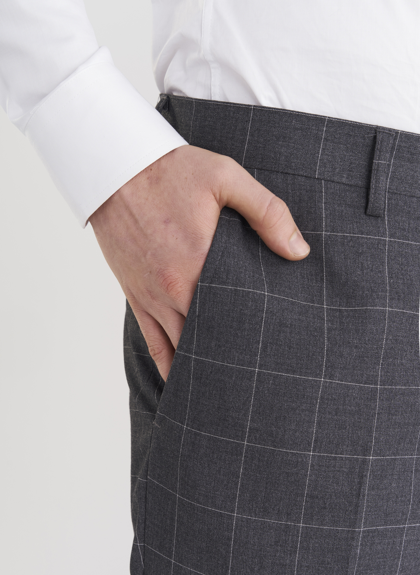 Szare garniturowe spodnie w kratę - Pako Lorente