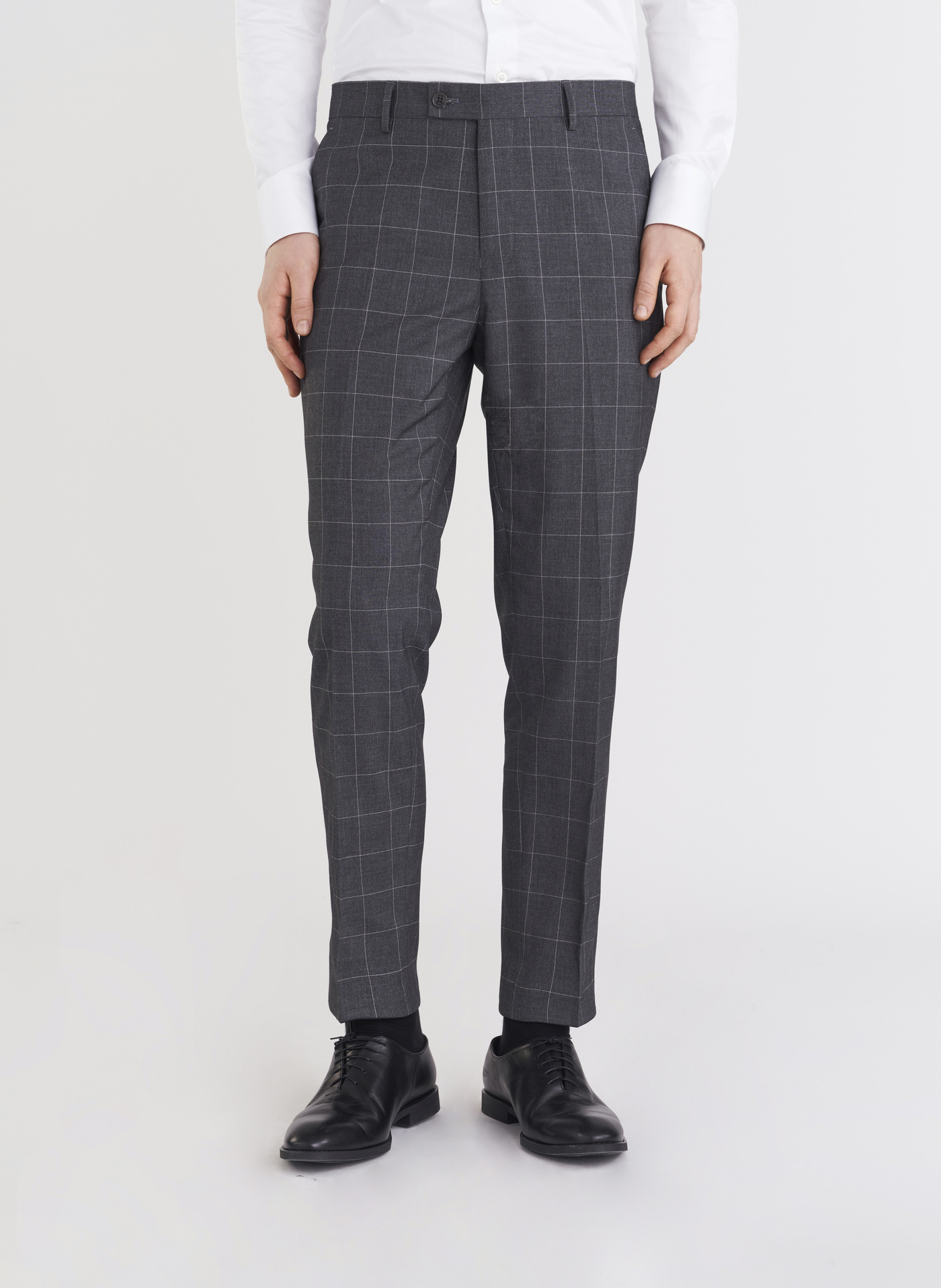 Szare garniturowe spodnie w kratę - Pako Lorente