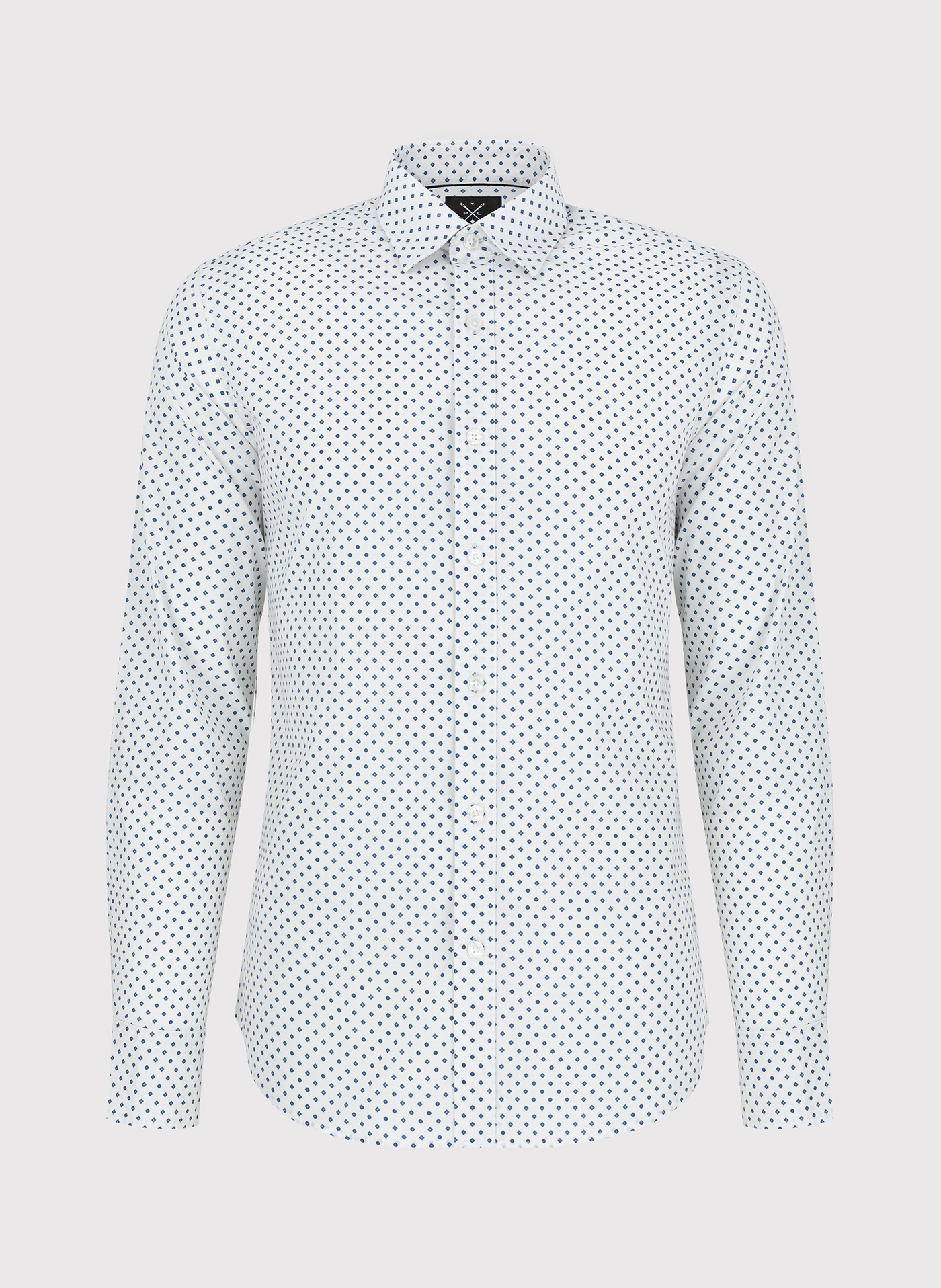 Biała męska koszula w niebieski mikrowzór P24SF-1X-018-B-S - Pako Lorente - Pako Lorente