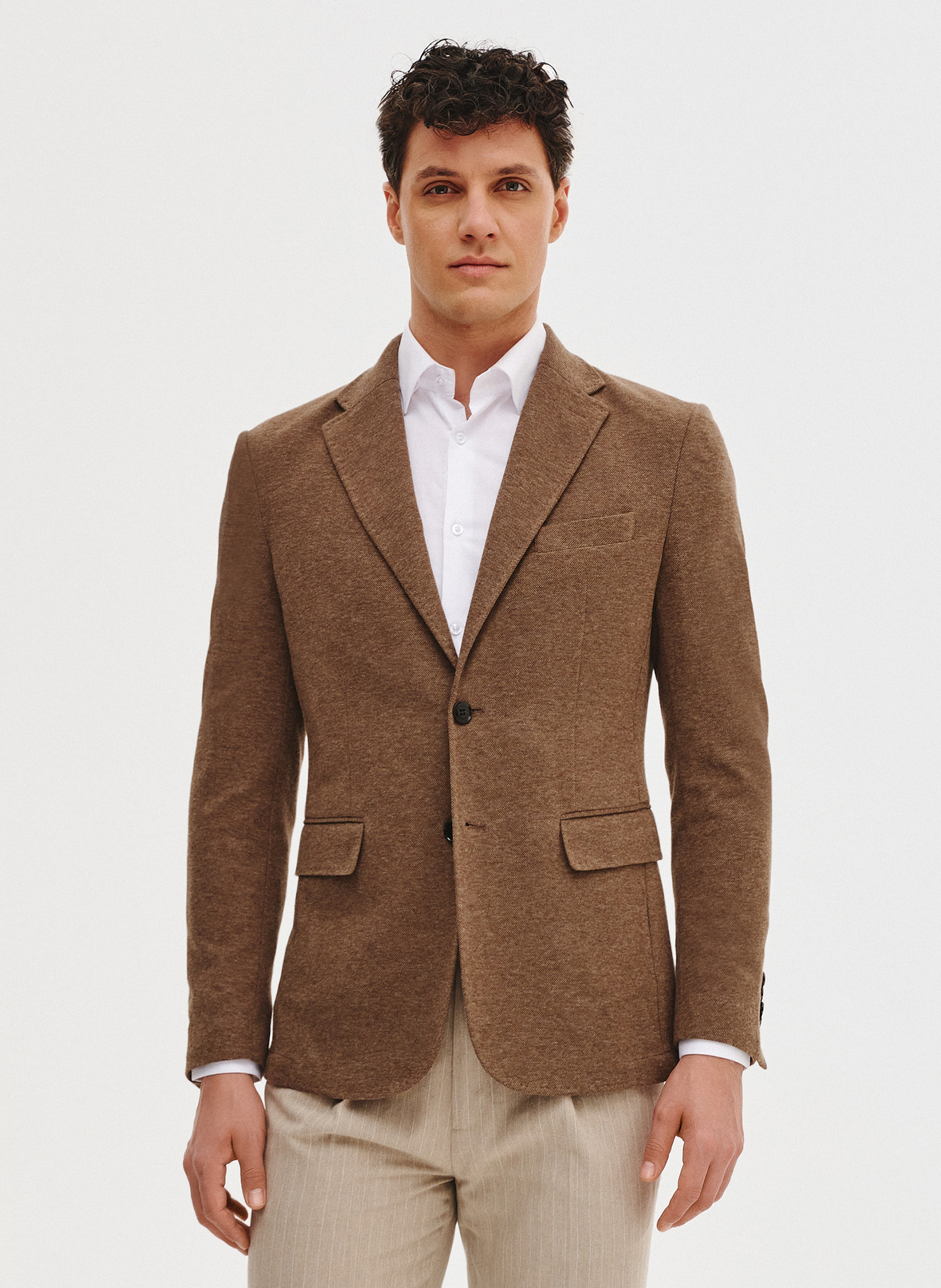 PAKO LORENTE - Brązowa marynarka z dzianiny - Pako Lorente