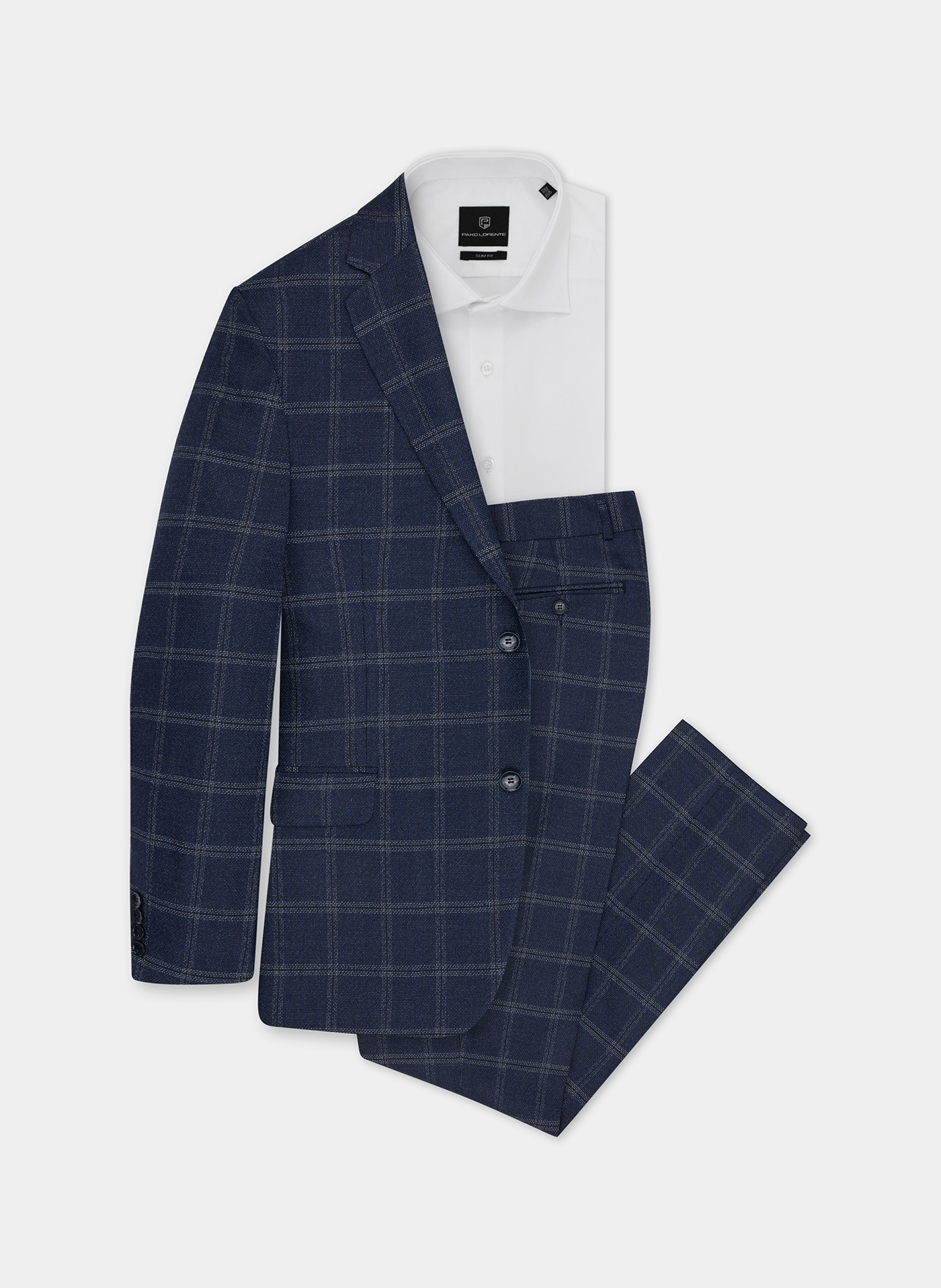 Granatowe spodnie garniturowe P21WF-6G-032-G - Pako Lorente