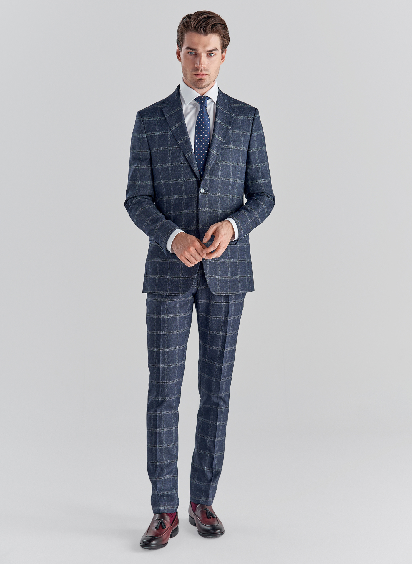 Granatowe spodnie garniturowe P21WF-6G-032-G - Pako Lorente