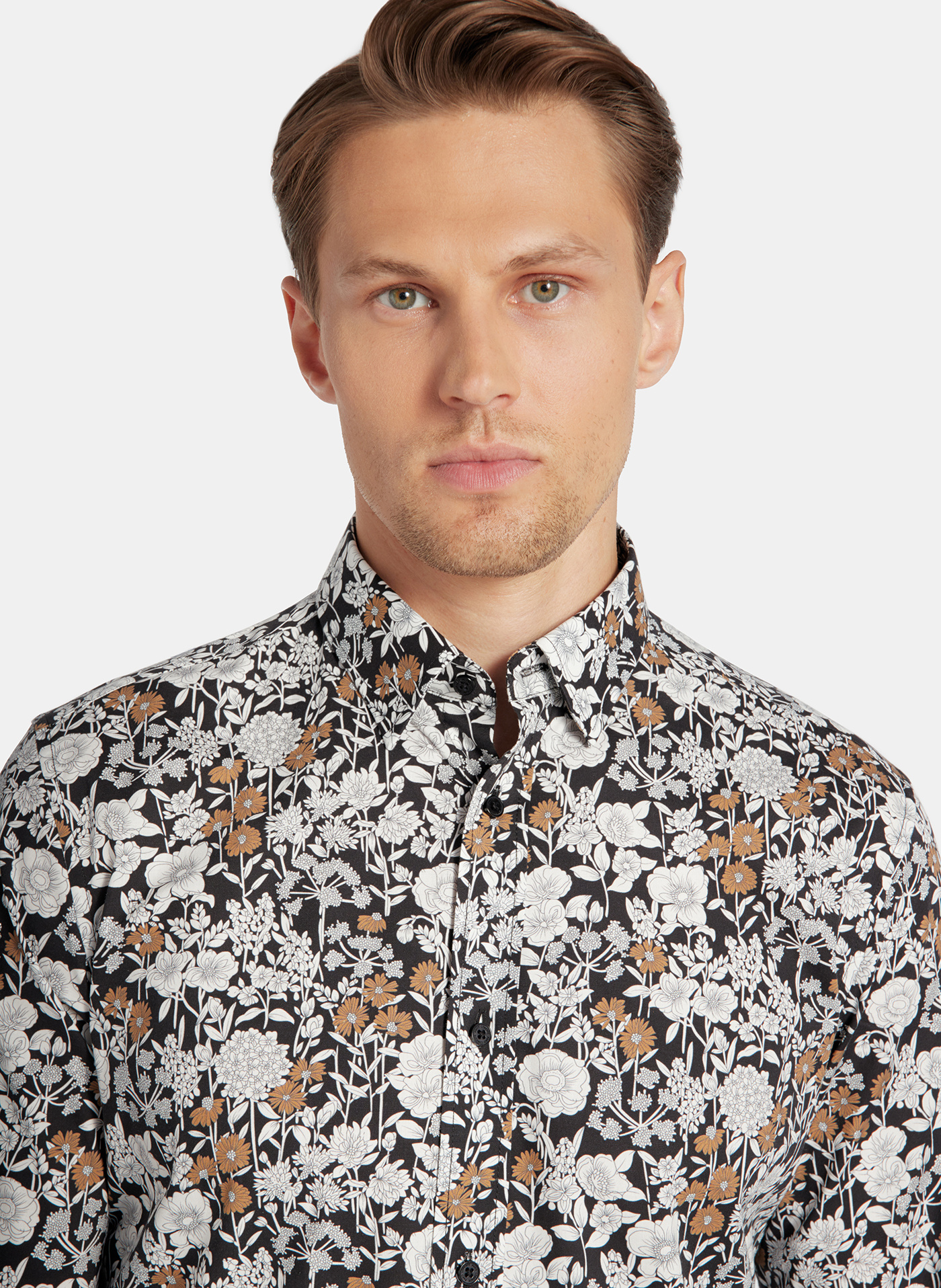 PAKO LORENTE - Czarna koszula męska kwiaty - Pako Lorente