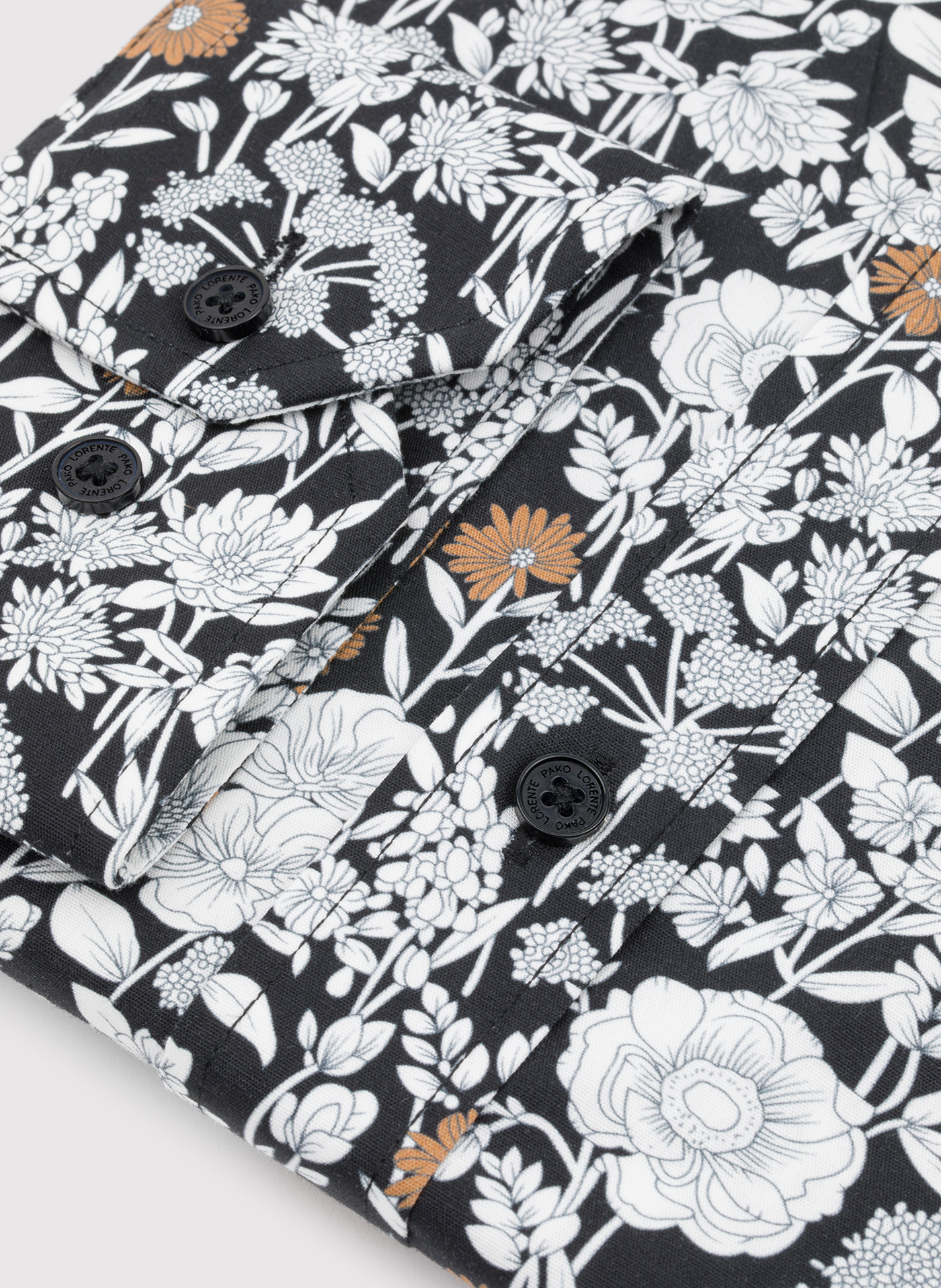 PAKO LORENTE - Czarna koszula męska kwiaty - Pako Lorente