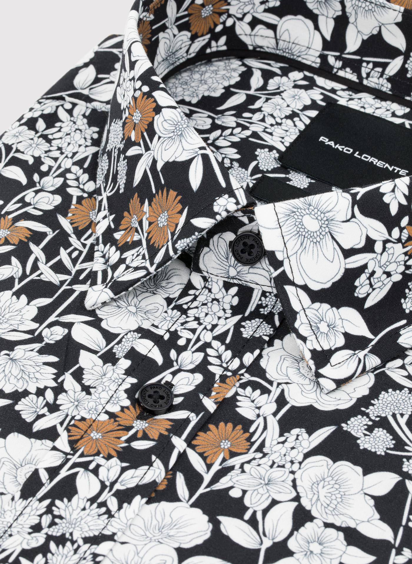 PAKO LORENTE - Czarna koszula męska kwiaty - Pako Lorente