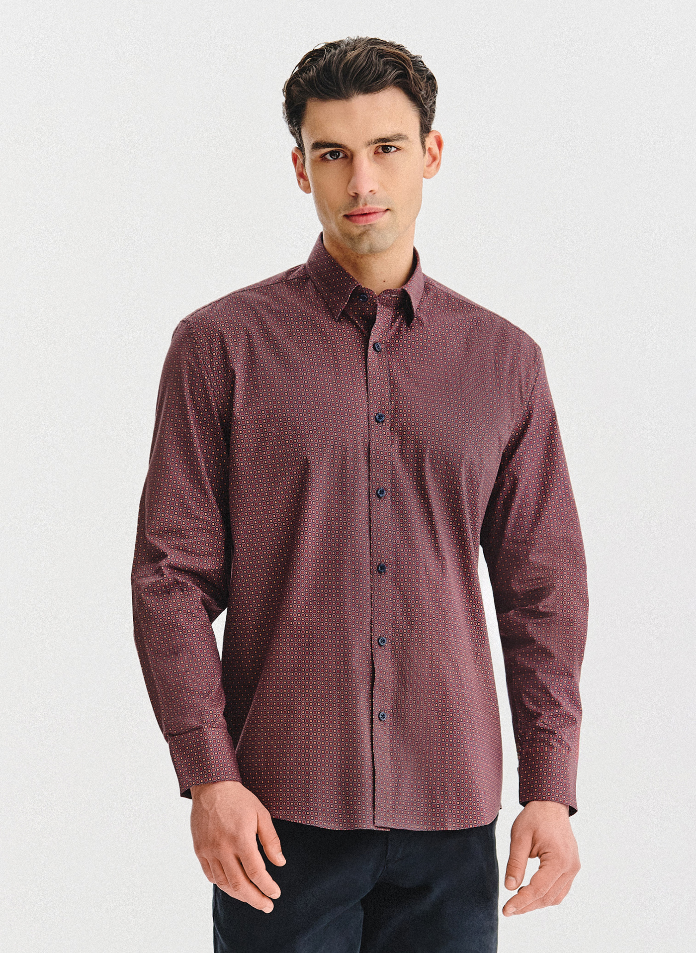 PAKO LORENTE - Bordowa koszula w geometryczny wzór - Pako Lorente