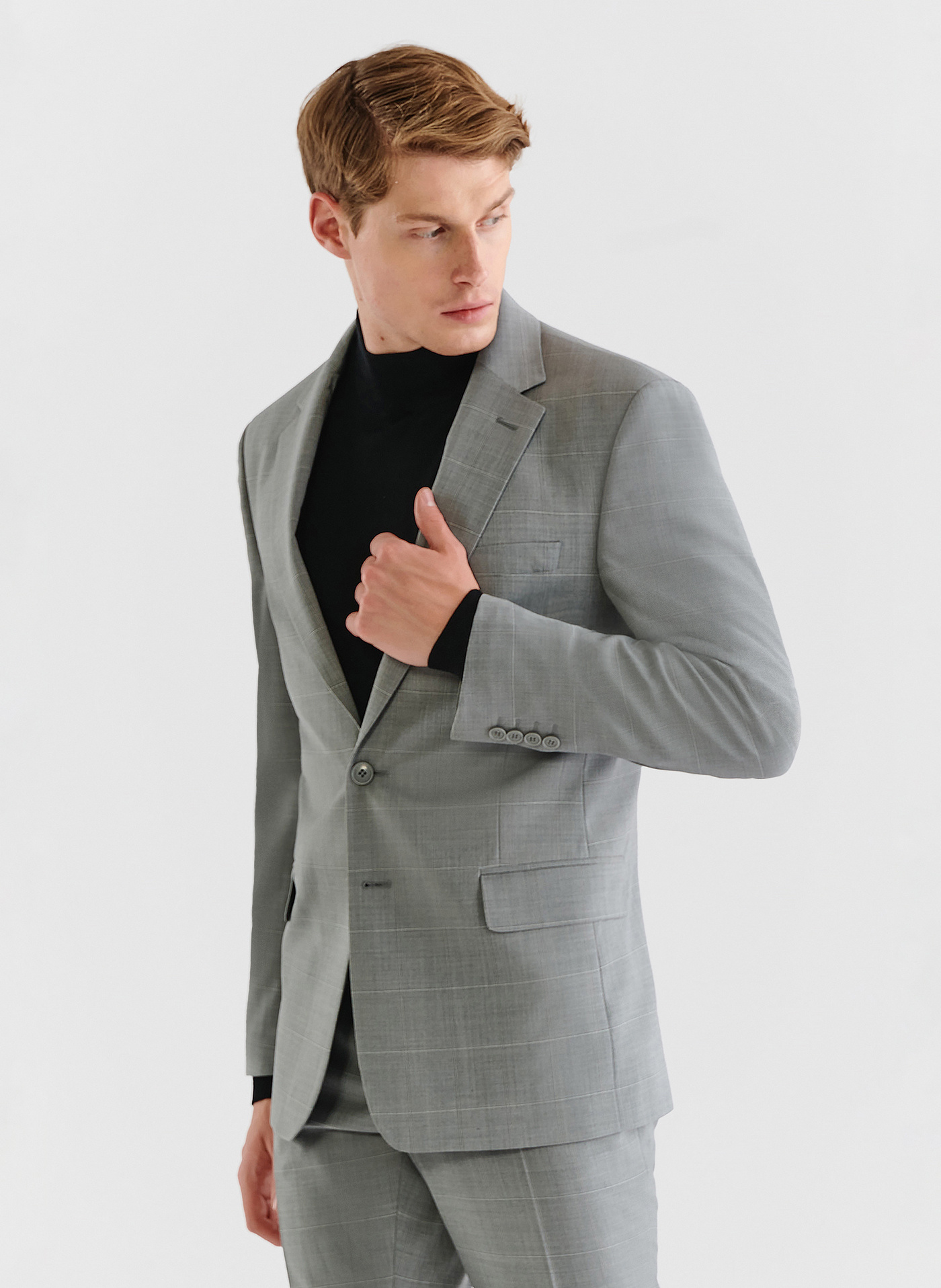 Szara marynarka garniturowa w delikatną kratę - Pako Lorente