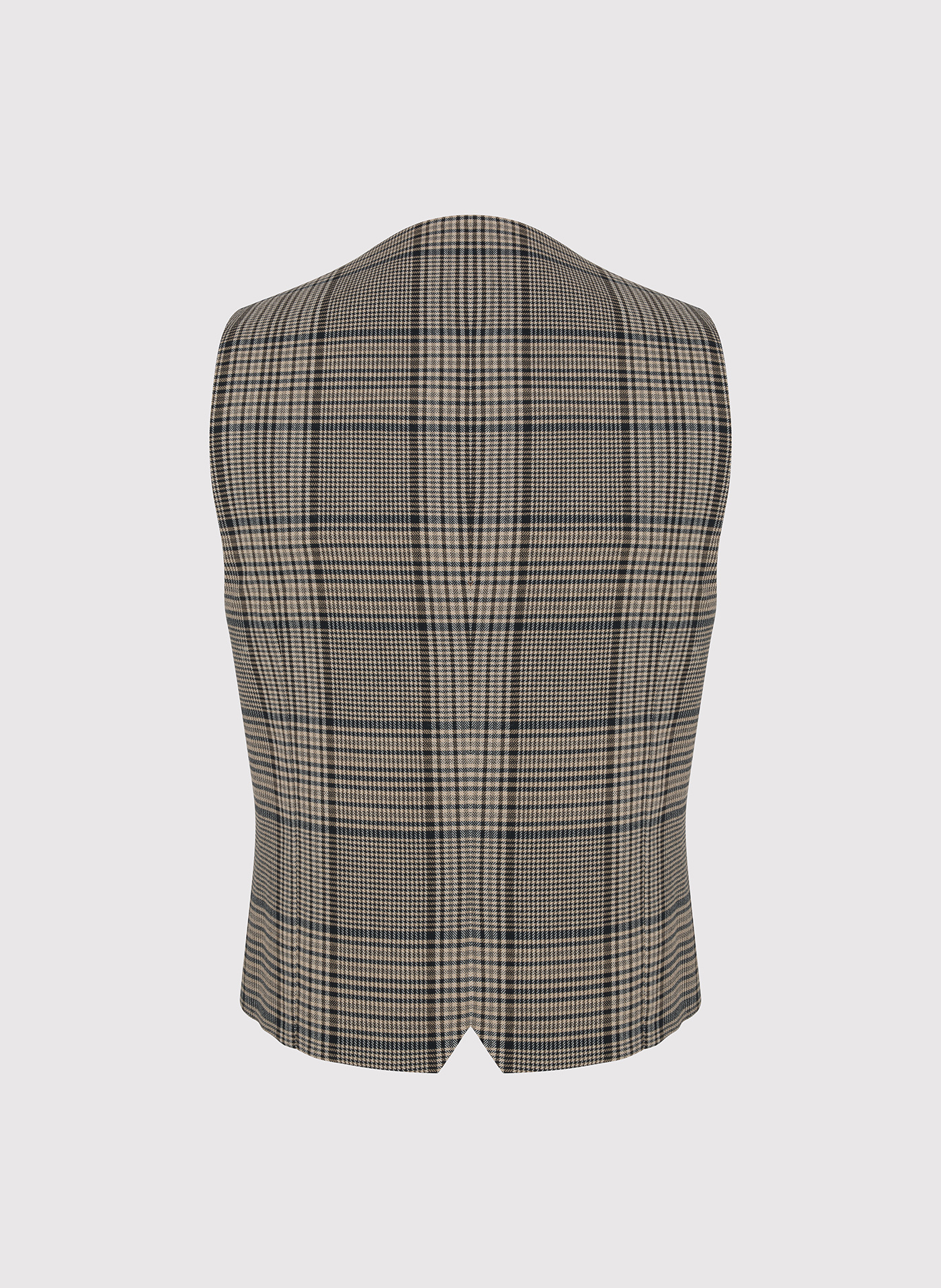 Brązowa dwurzędowa kamizelka męska w kratę - Pako Lorente