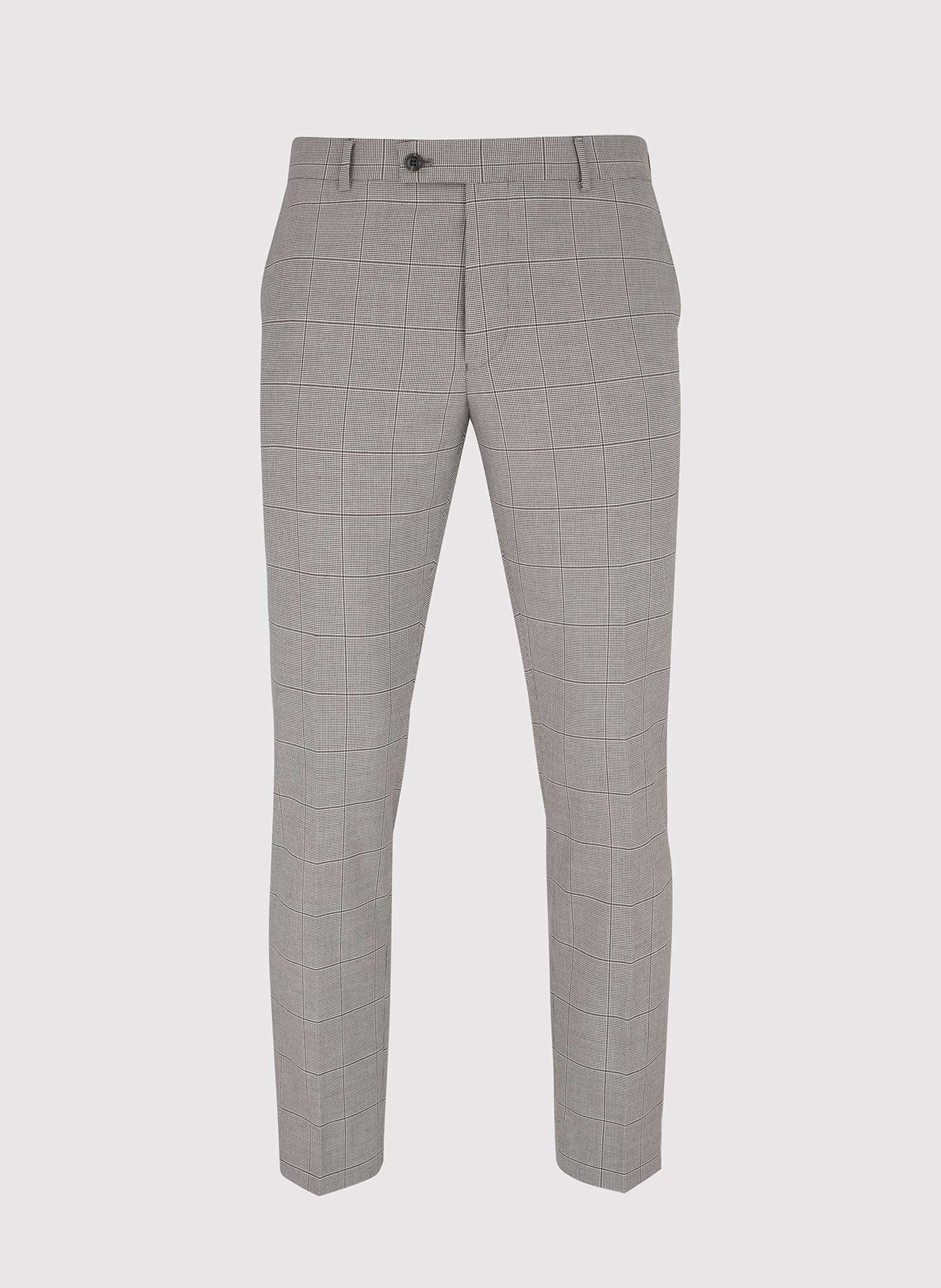 Brązowe spodnie garniturowe w kratę - Pako Lorente