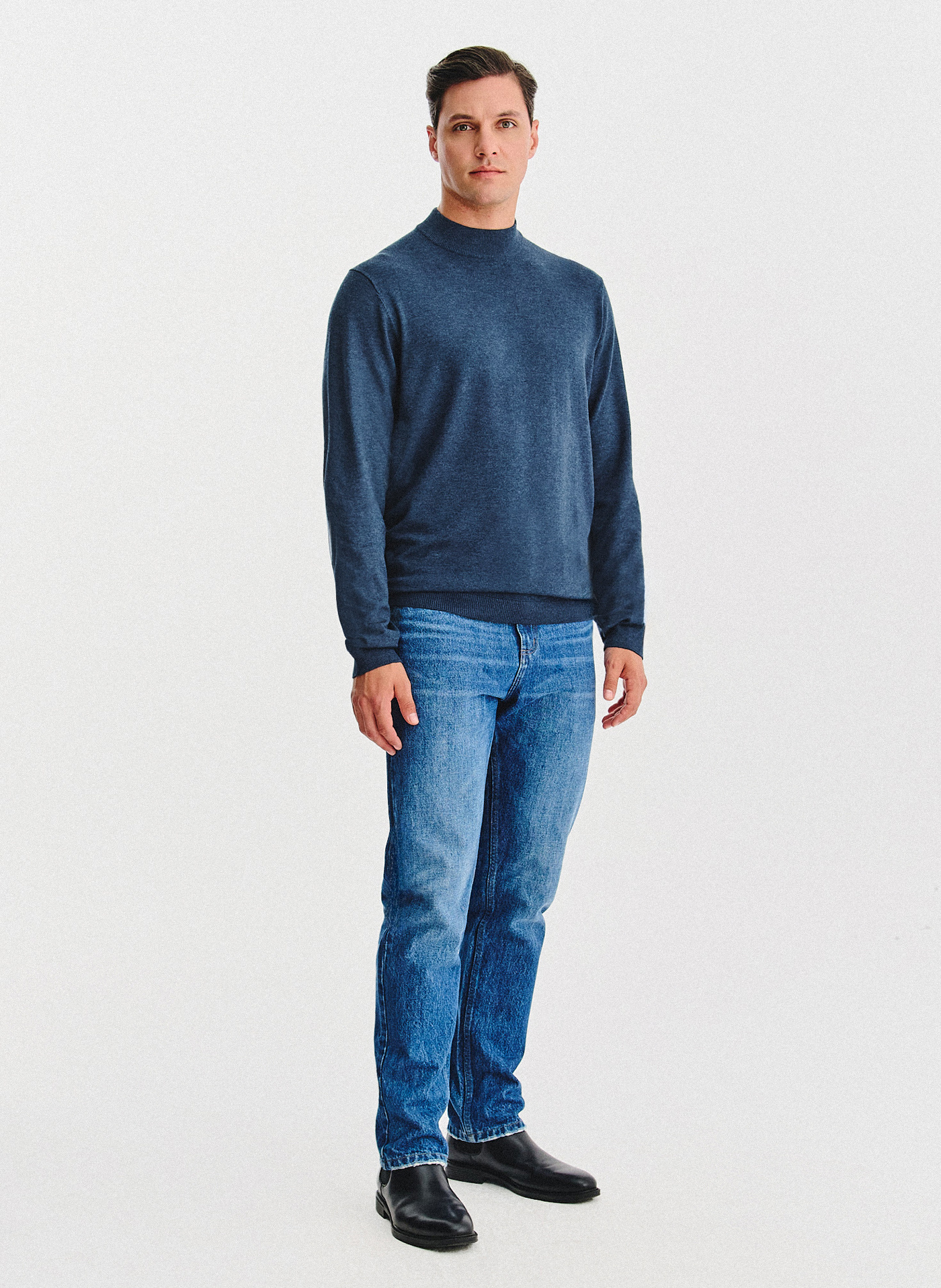 PAKO LORENTE - Półgolf męski w ciemnoniebieskim kolorze - Pako Lorente