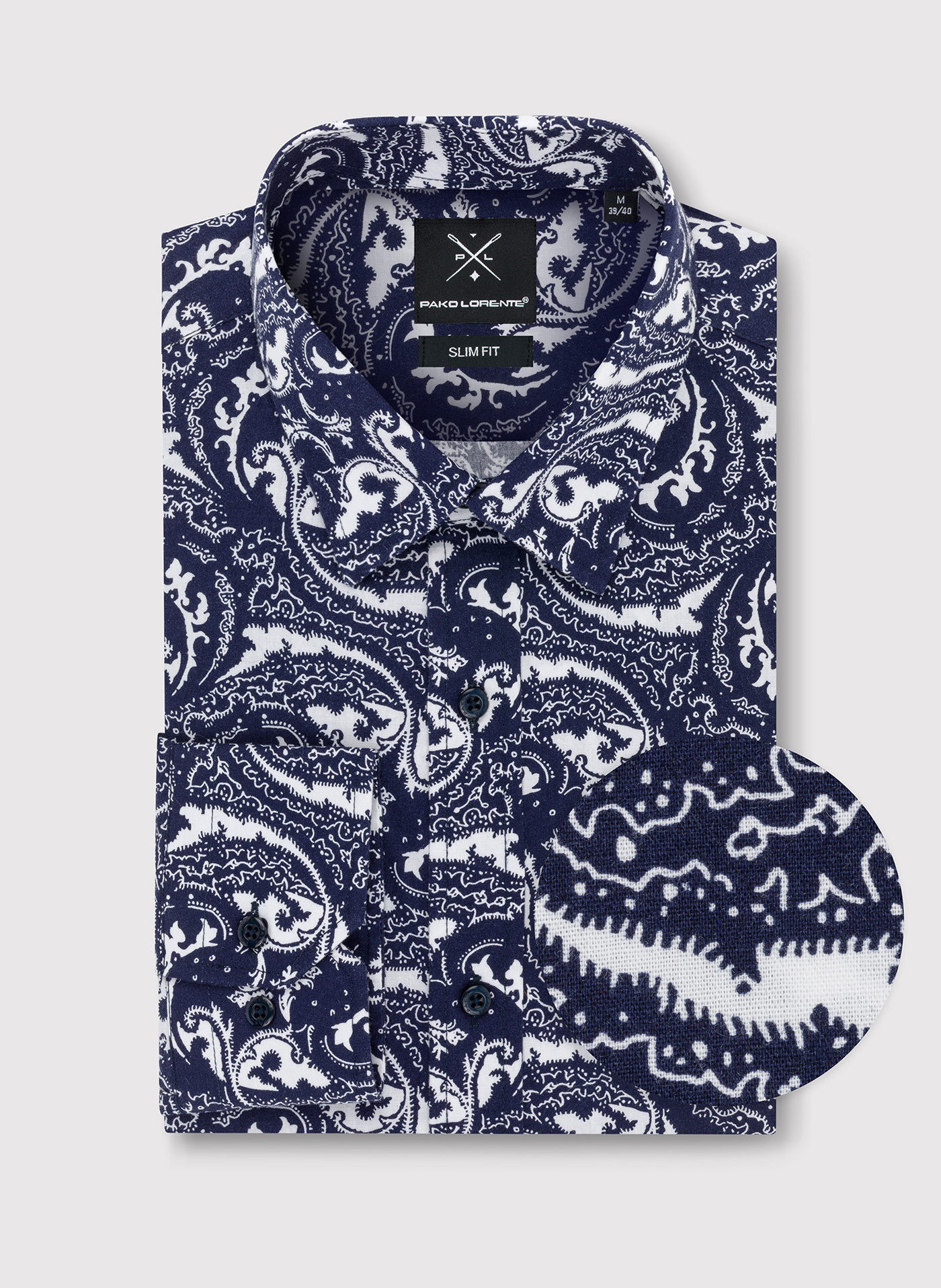 Granatowa koszula w oryginalny wzór - Pako Lorente