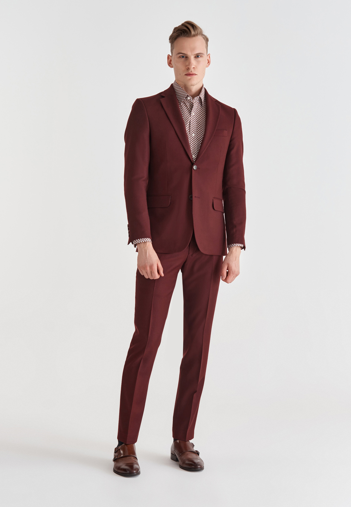 Bordowe spodnie garniturowe P21WP-6G-036-D-S - Pako Lorente
