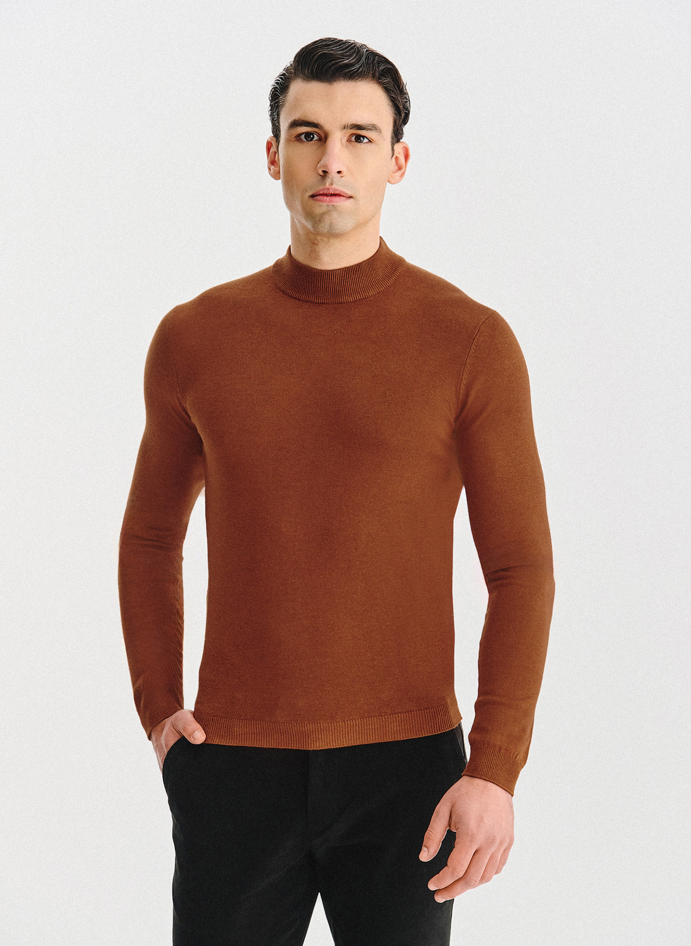 PAKO LORENTE - Półgolf męski w rudym kolorze - Pako Lorente