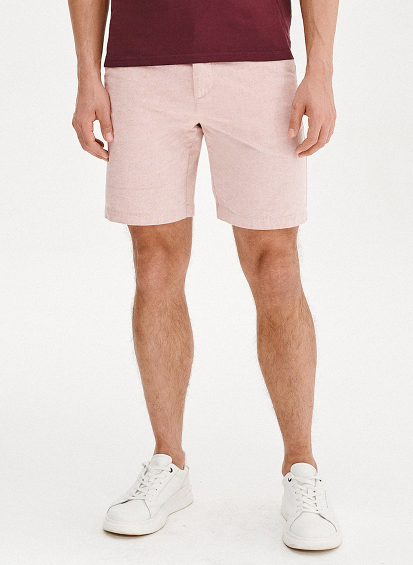 PAKO LORENTE - Różowe szorty męskie z lnem - Pako Lorente