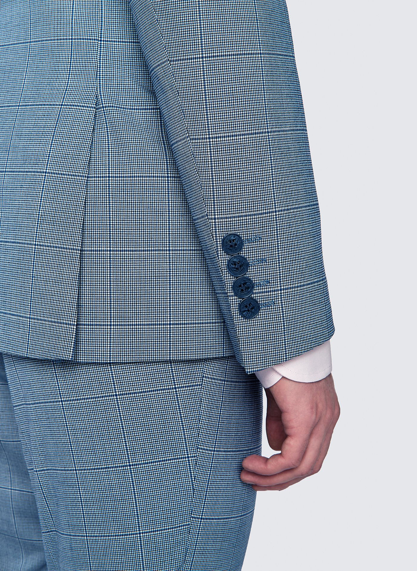Niebieska męska marynarka garniturowa w kratkę - Pako Lorente