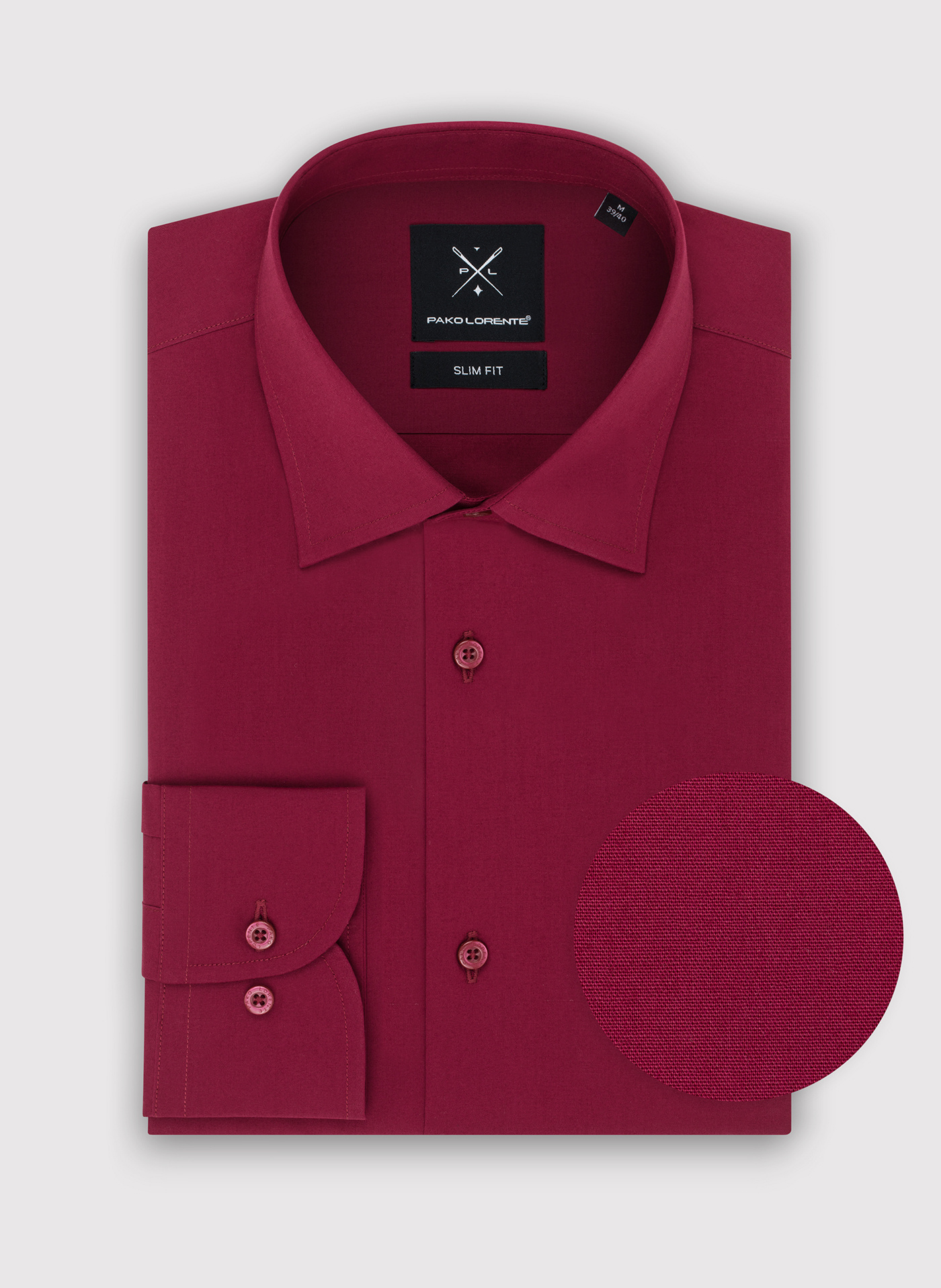 Burgundowa koszula męska długi rękaw - Pako Lorente