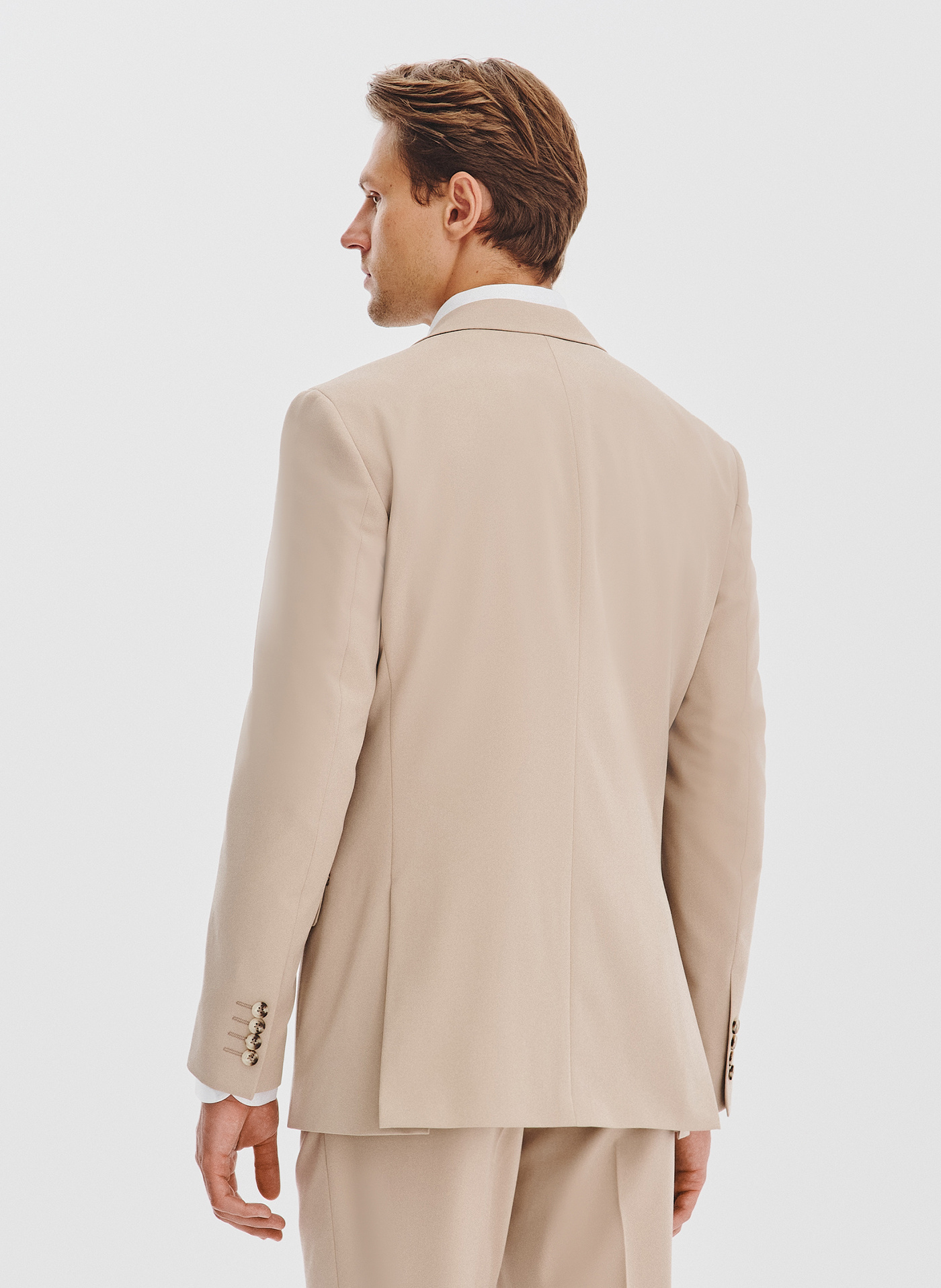 PAKO LORENTE - Gładki beżowy garnitur męski - Pako Lorente
