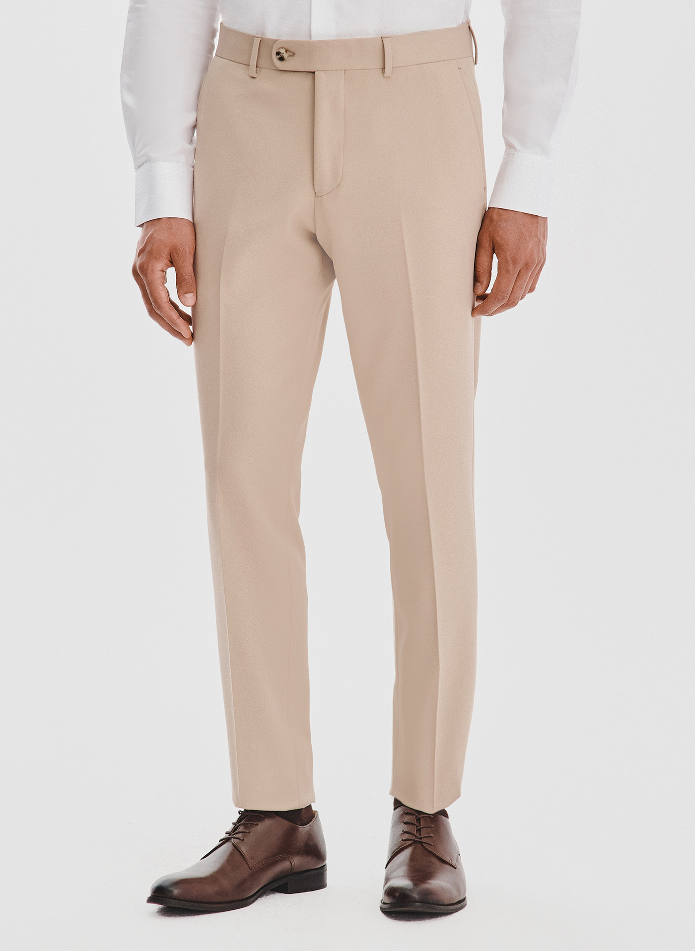 PAKO LORENTE - Gładki beżowy garnitur męski - Pako Lorente