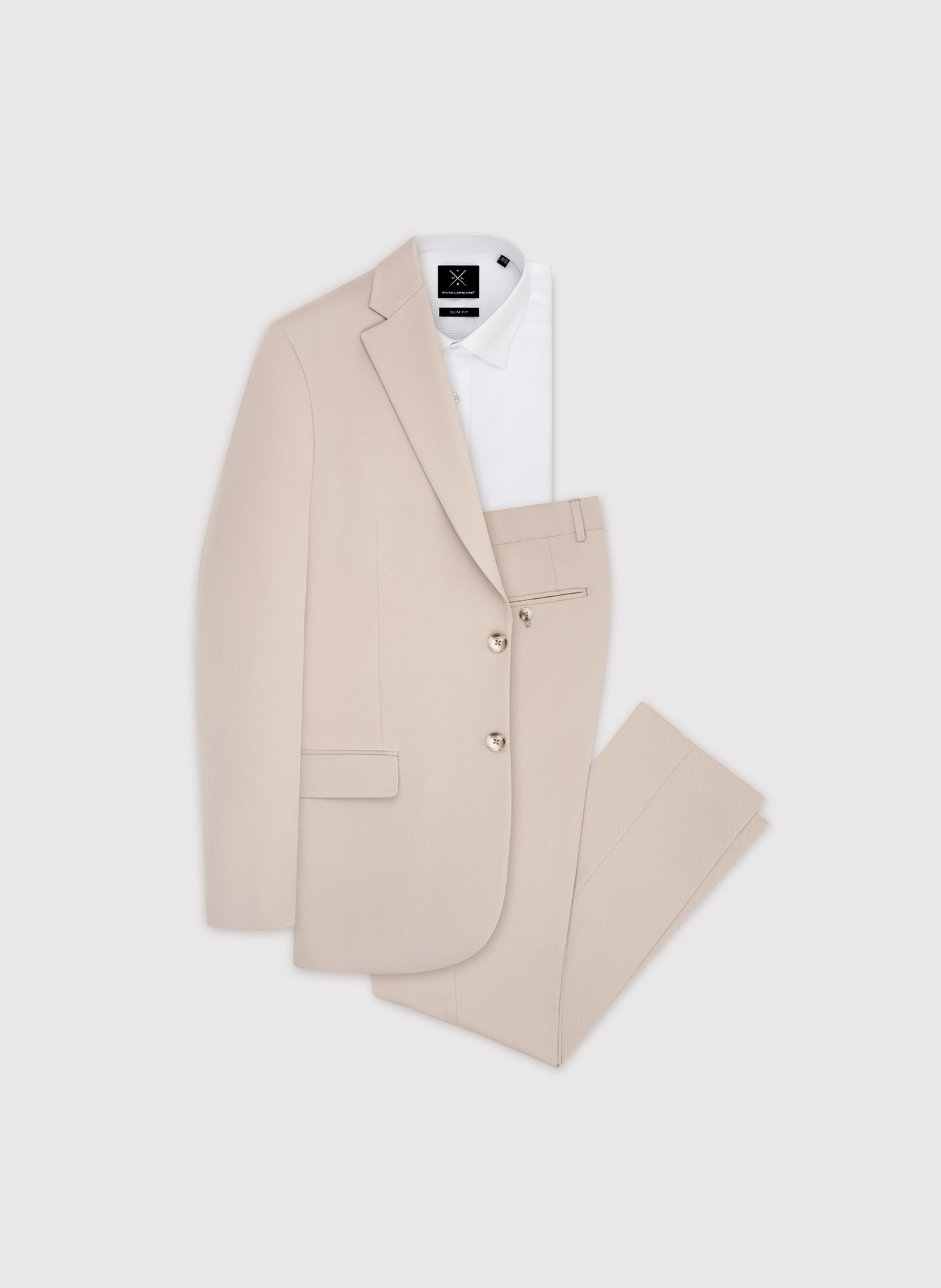 PAKO LORENTE - Gładki beżowy garnitur męski - Pako Lorente