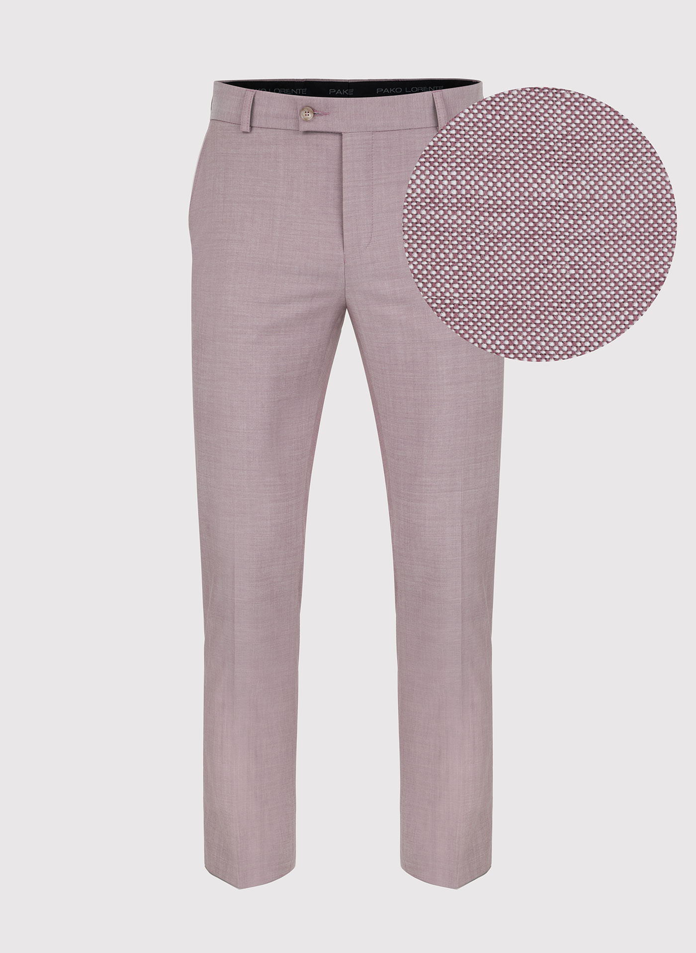 Gładkie różowe spodnie garniturowe męskie - Pako Lorente